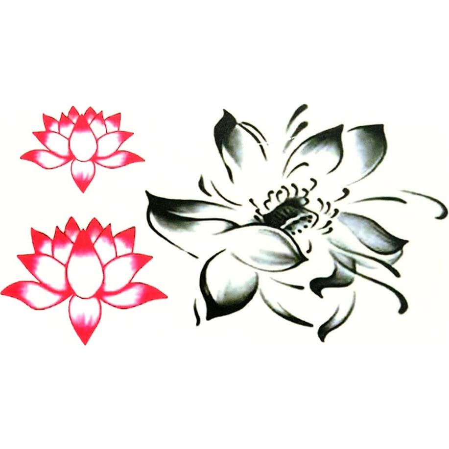 Tatuaje Temporal Loto Oottati - Juego de 2, 10.5x6 cm