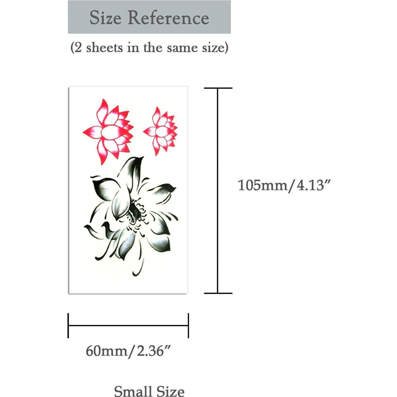 Tatuaje Temporal Loto Oottati - Juego de 2, 10.5x6 cm