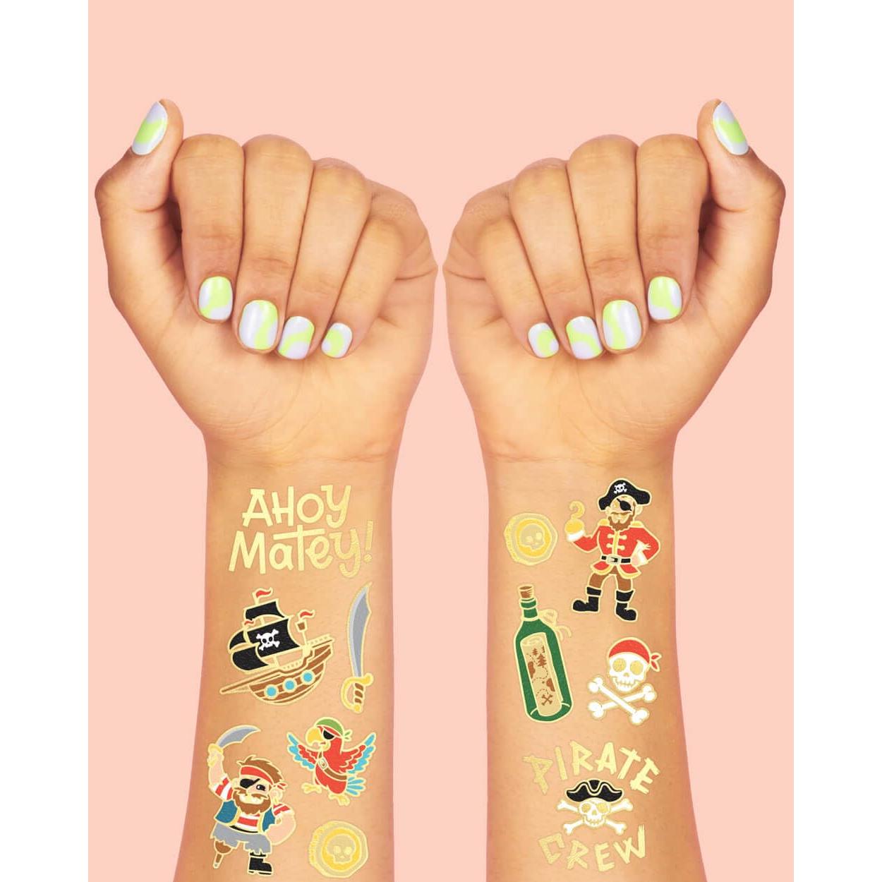 Tatuajes Temporales de Pirata xo, Fetti - 44 Diseños Brillantes