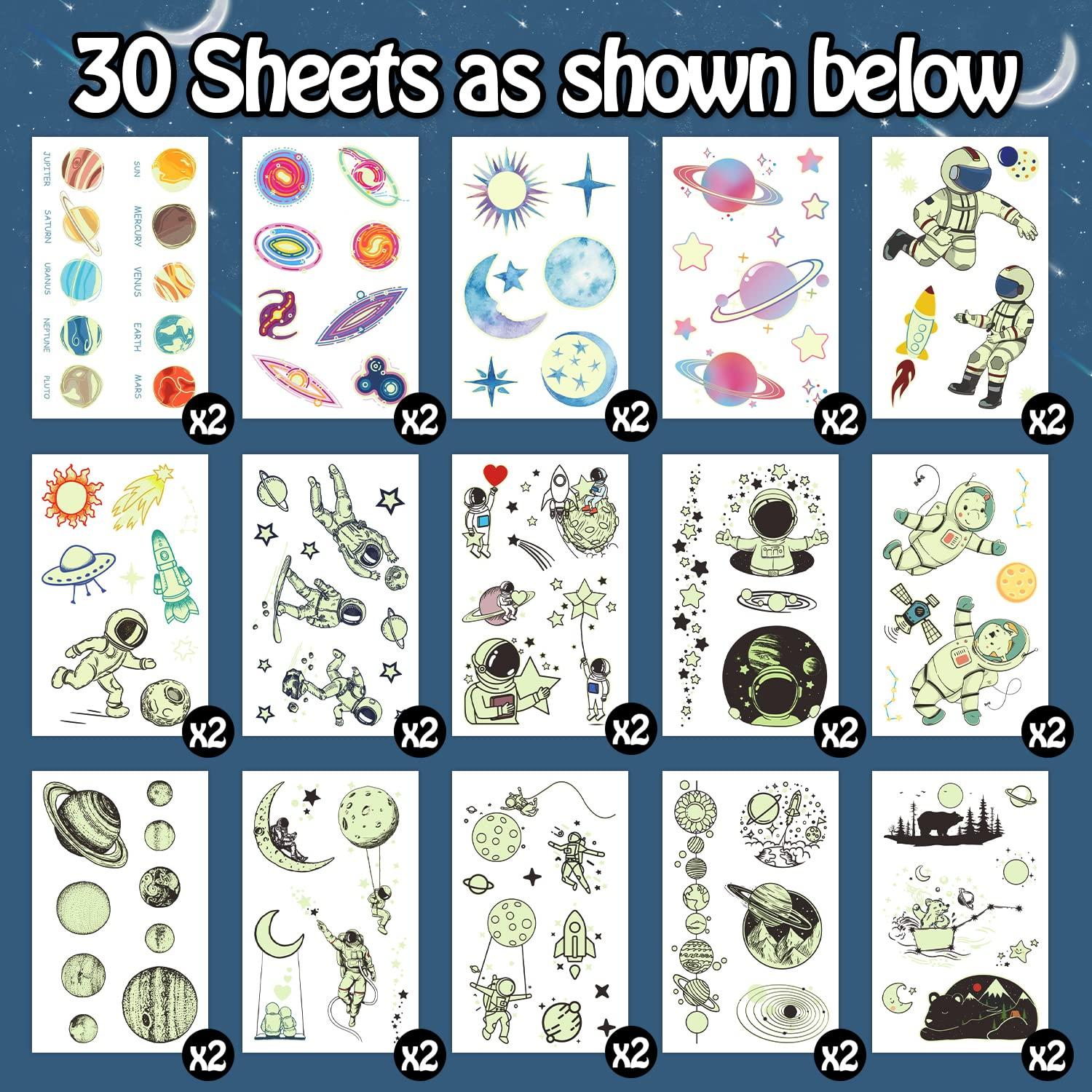 Tatuajes Temporales Luminiscentes Partywind 225 Estilos Niños