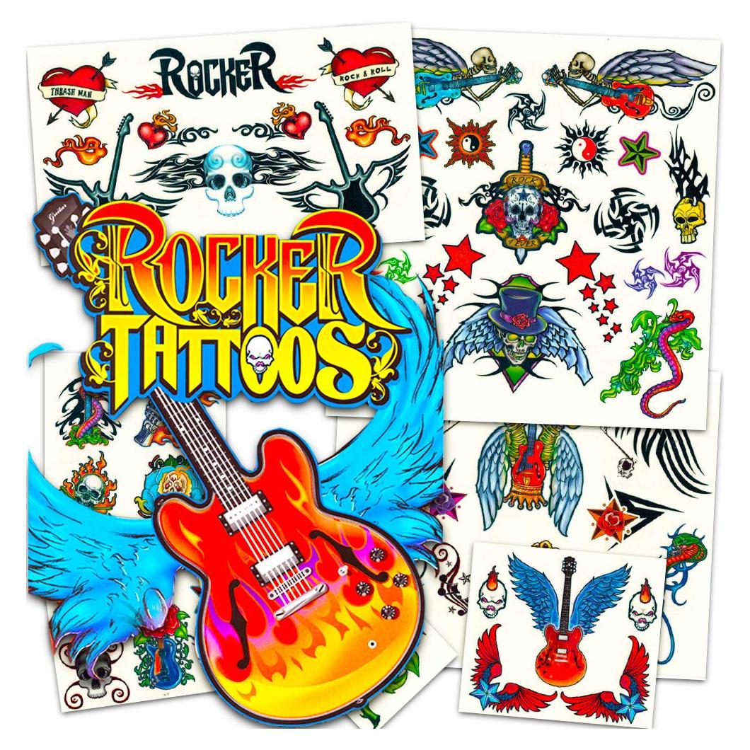 Set de Tatuajes Temporales Rock Star - 50 Diseños Coloridos