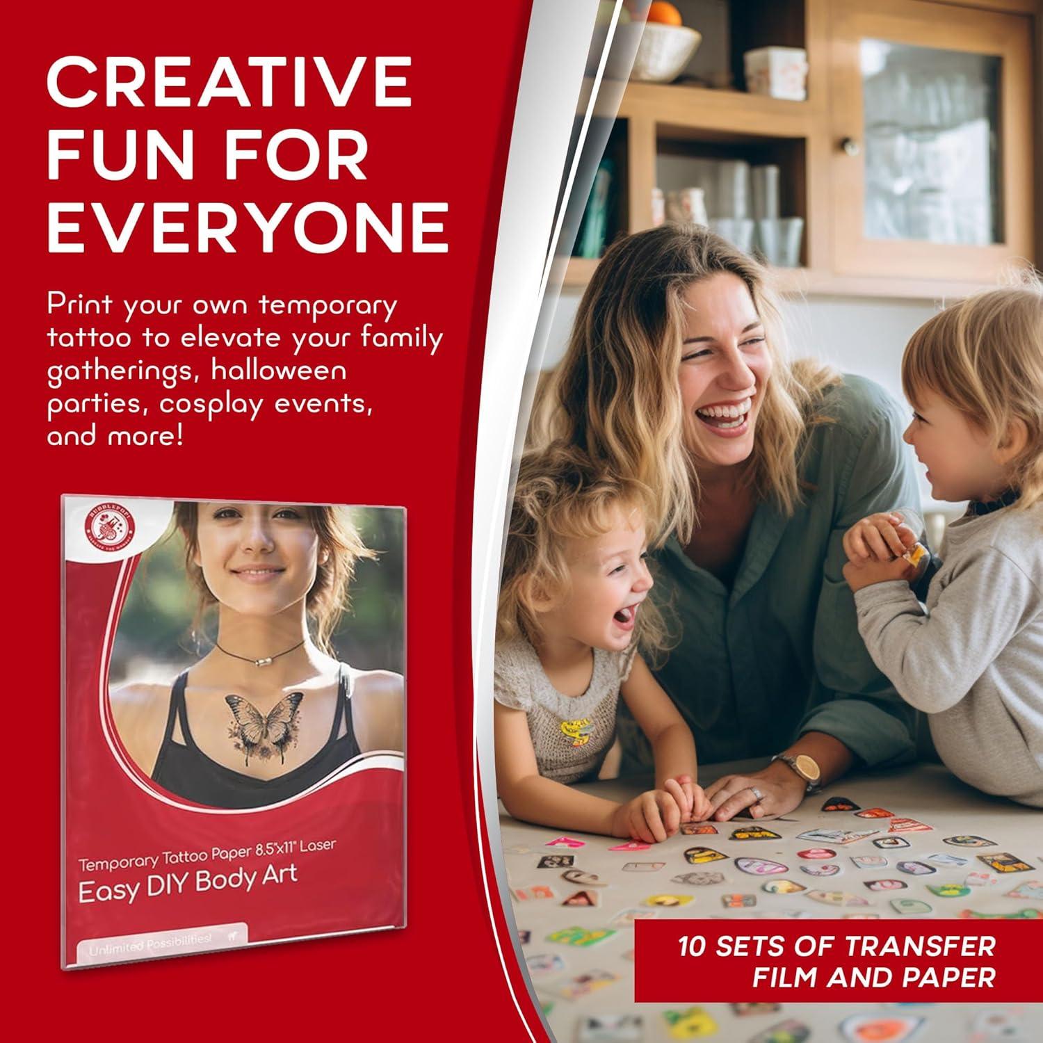 Papel de Tatuaje Temporal BubblePop! 10 Hojas A4 Brillante