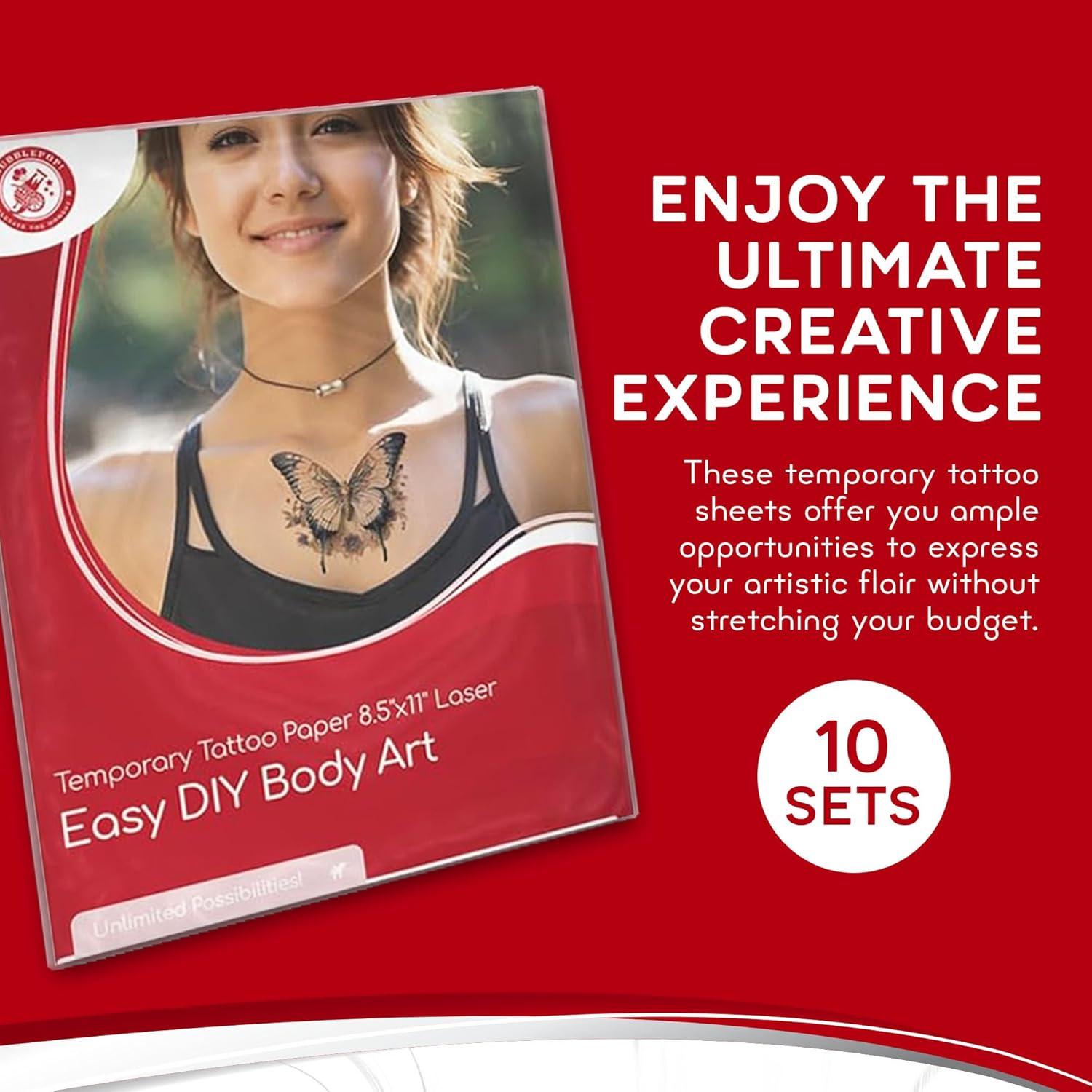 Papel de Tatuaje Temporal BubblePop! 10 Hojas A4 Brillante