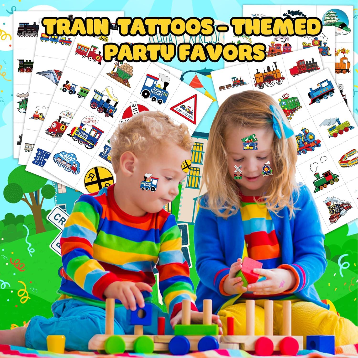 Tatuajes Temporales de Tren 96PCS - Suministros Fiesta Infantil