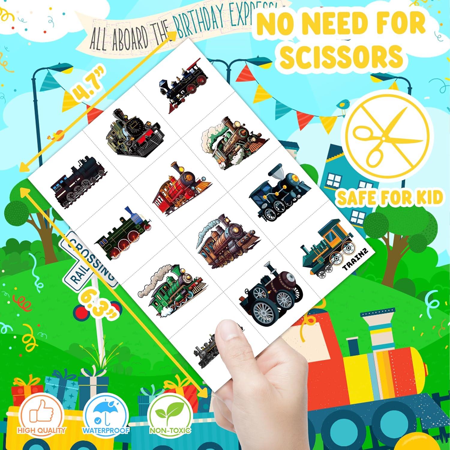 Tatuajes Temporales de Tren 96PCS - Suministros Fiesta Infantil