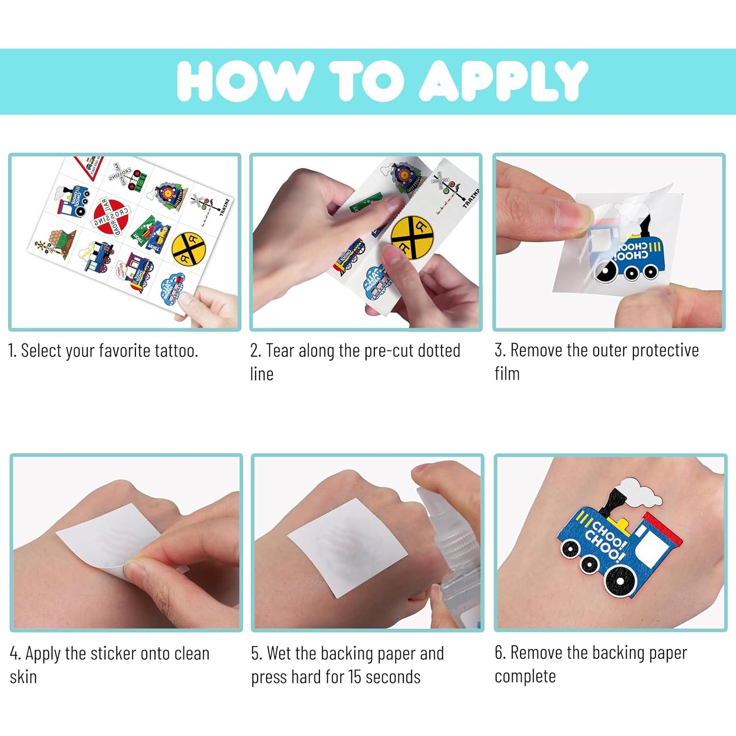 Tatuajes Temporales de Tren 96PCS - Suministros Fiesta Infantil