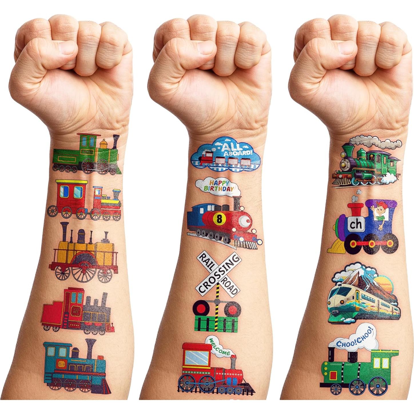 Tatuajes Temporales de Tren 96PCS - Suministros Fiesta Infantil