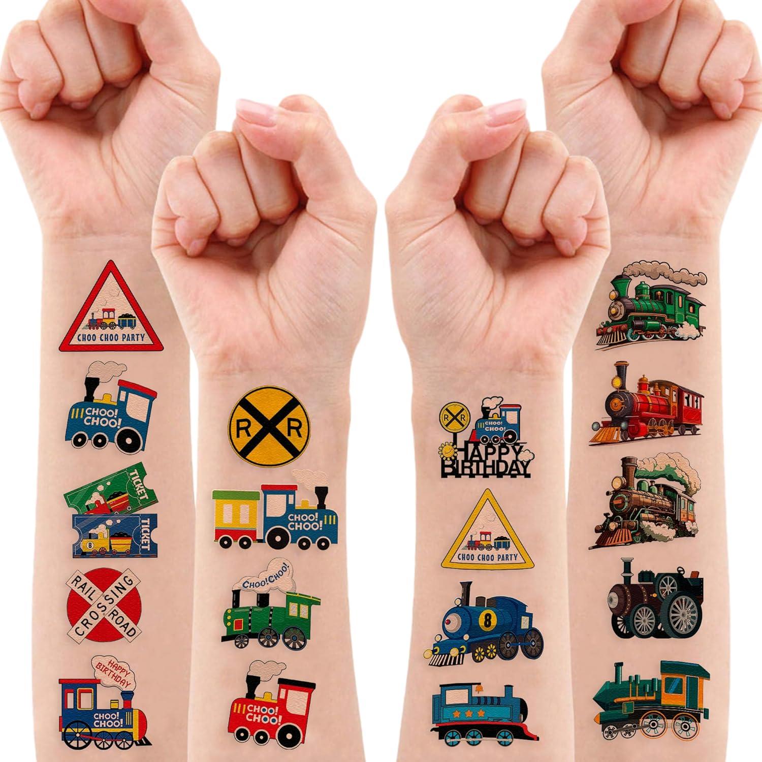 Tatuajes Temporales de Tren 96PCS - Suministros Fiesta Infantil