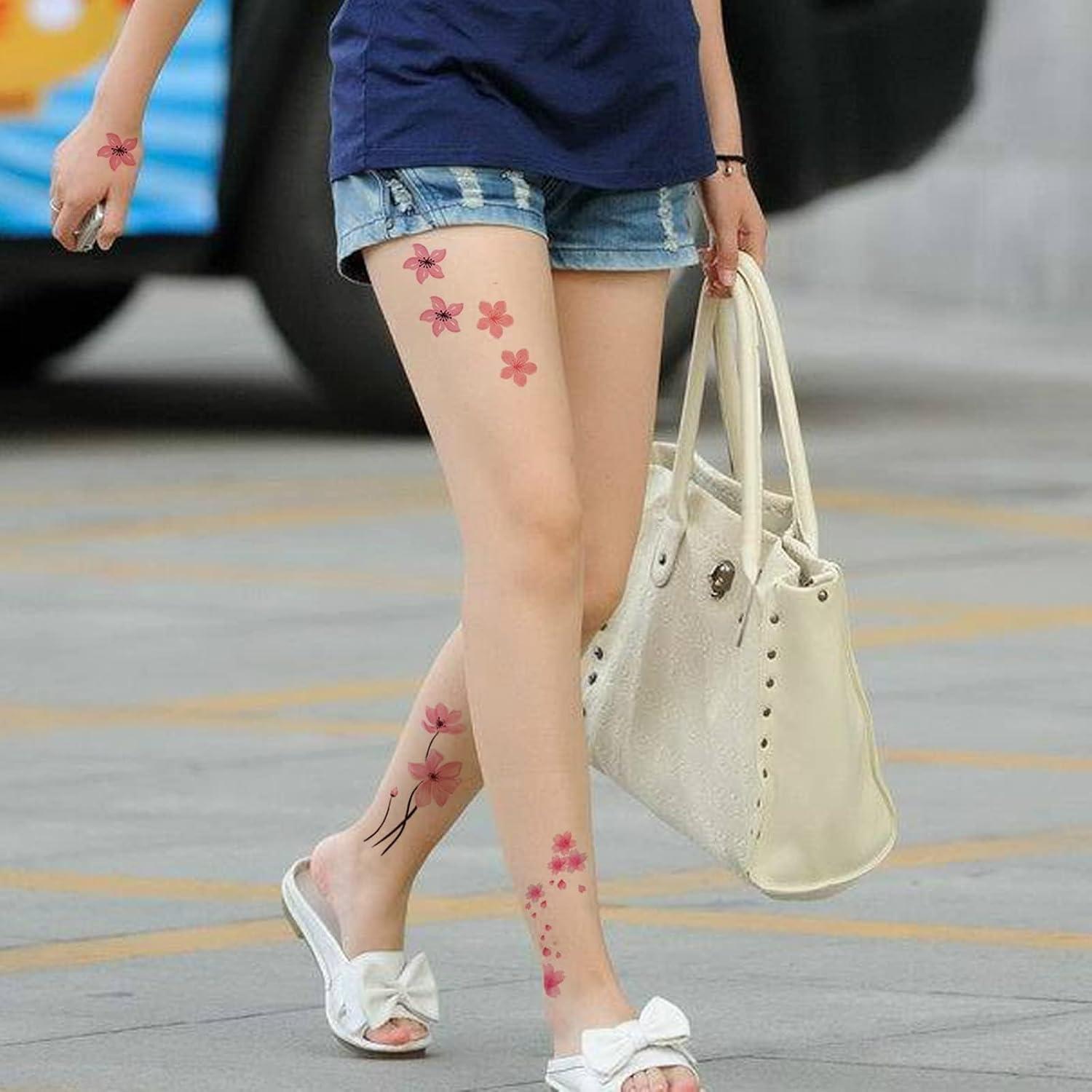 30 Hojas Tatuajes Temporales Flores Rosadas 3D para Mujeres