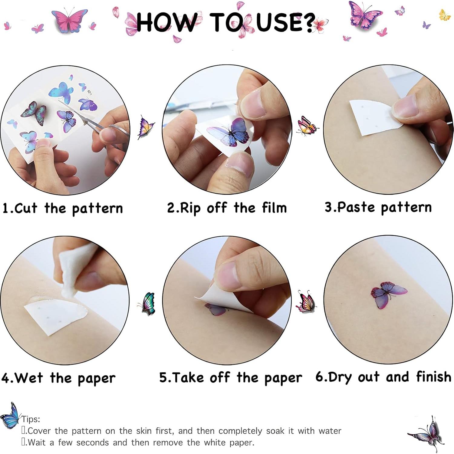 30 Hojas Tatuajes Temporales Flores Rosadas 3D para Mujeres