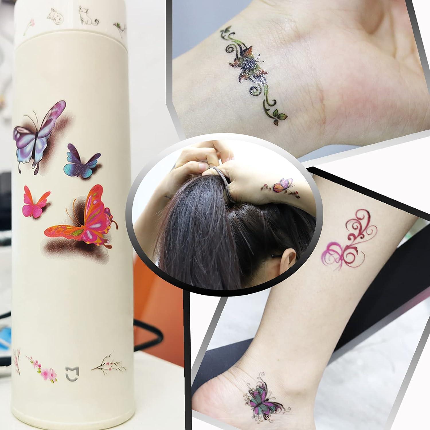 30 Hojas Tatuajes Temporales Flores Rosadas 3D para Mujeres