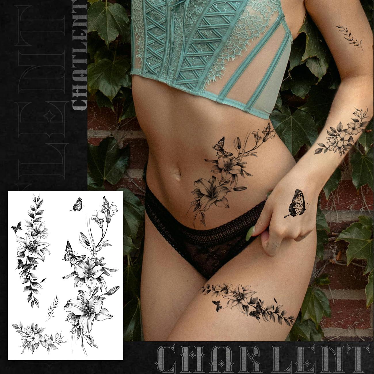 Tatuajes Temporales de Flores CHARLENT - 9 Hojas 3D para Mujeres