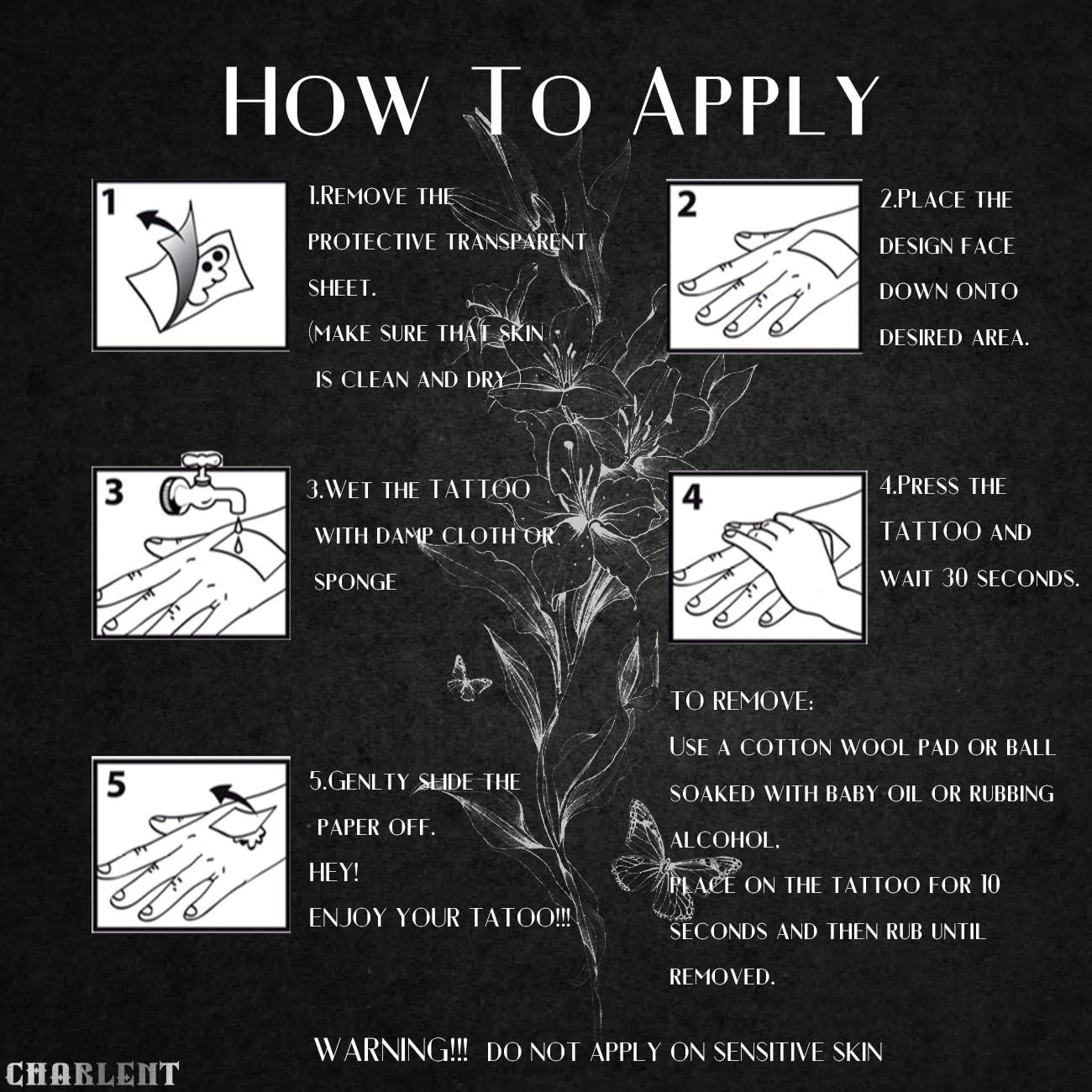 Tatuajes Temporales de Flores CHARLENT - 9 Hojas 3D para Mujeres