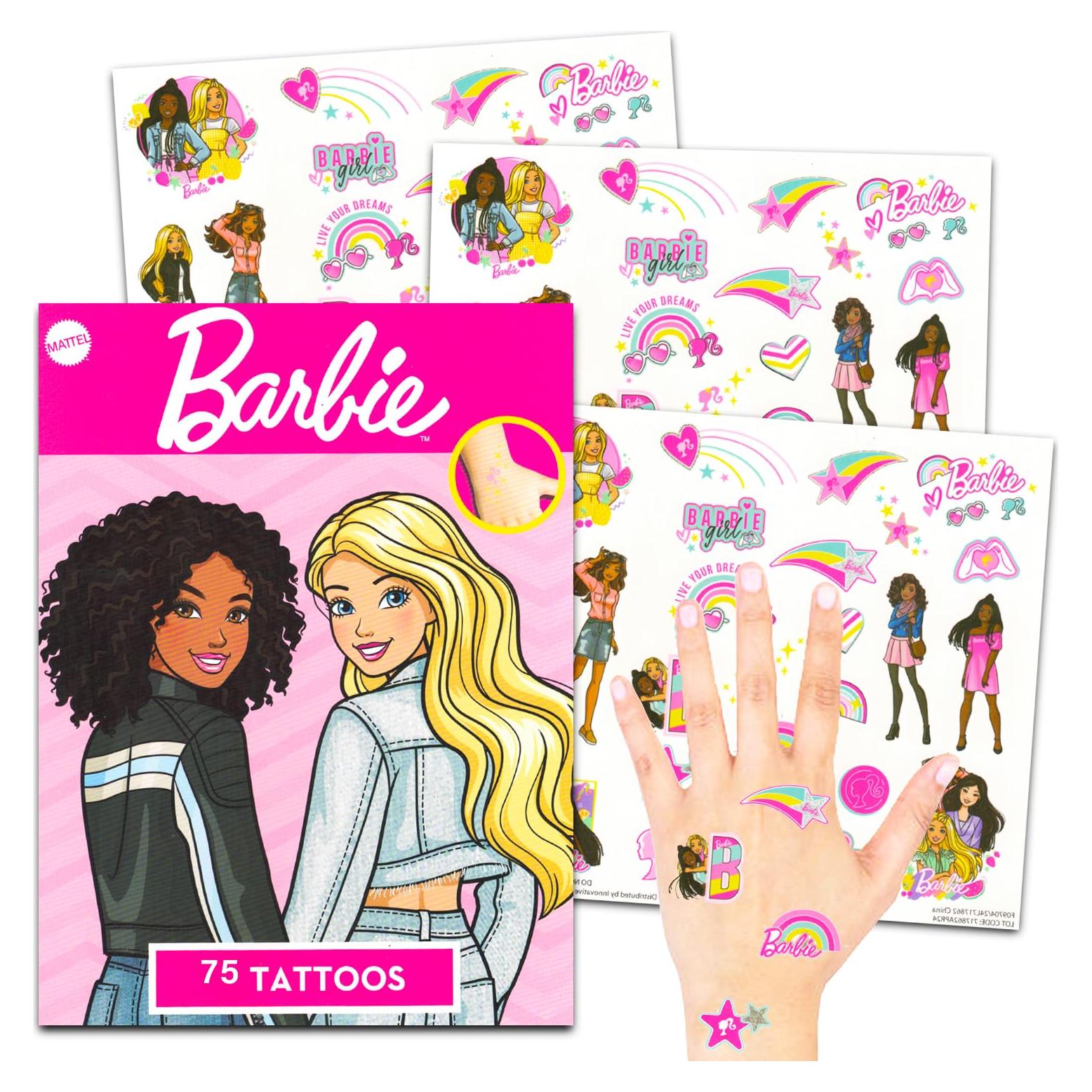 Conjunto de Tatuajes Temporales Barbie - 75 Tatuajes para Niñas