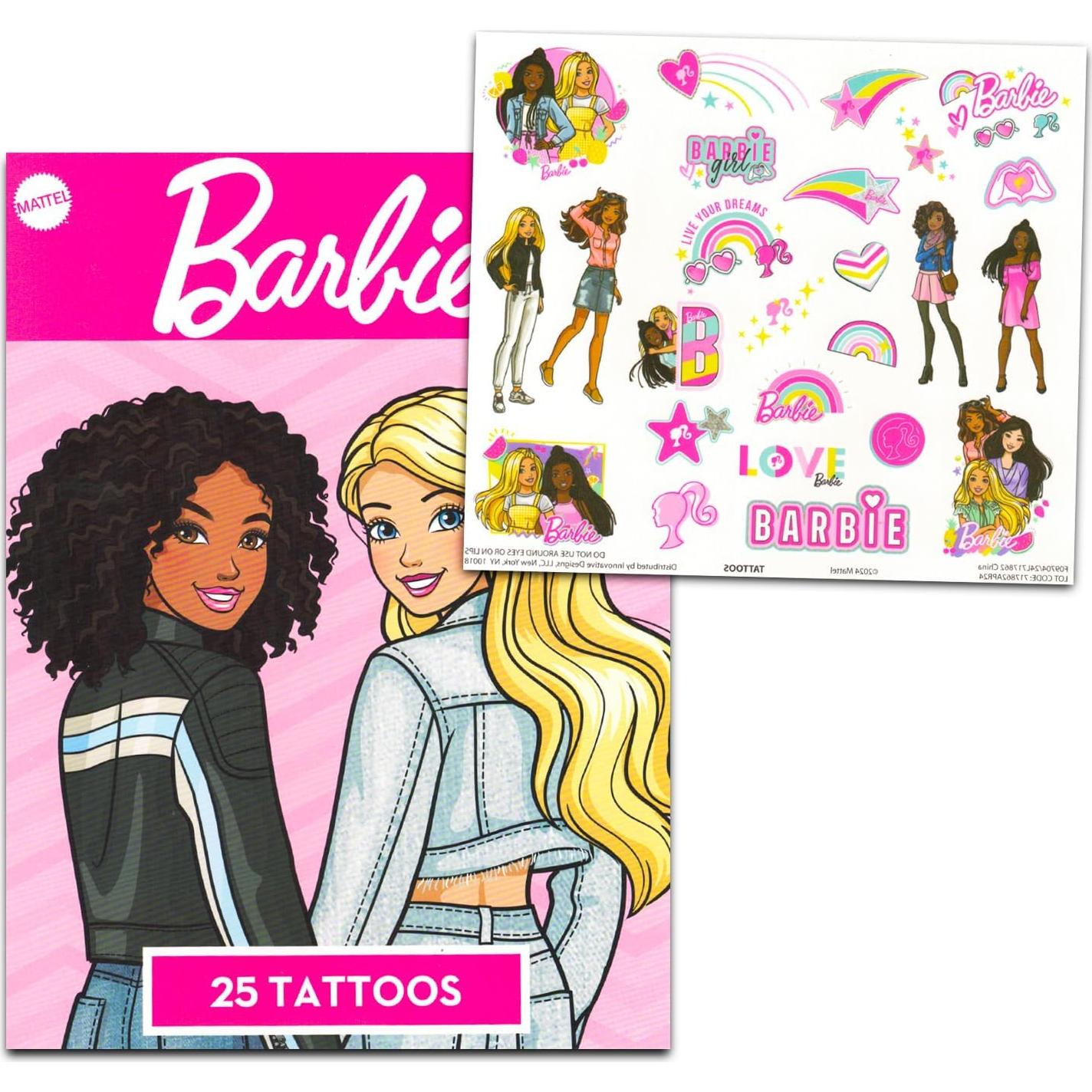 Conjunto de Tatuajes Temporales Barbie - 75 Tatuajes para Niñas