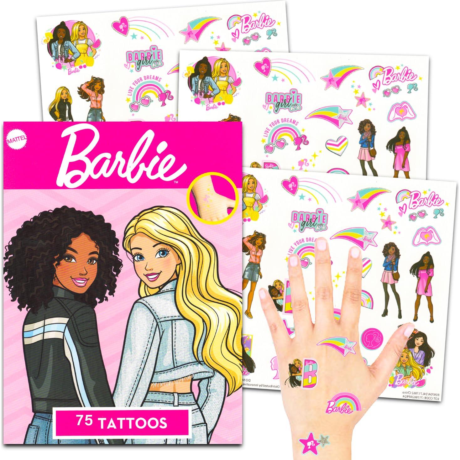 Conjunto de Tatuajes Temporales Barbie - 75 Tatuajes para Niñas