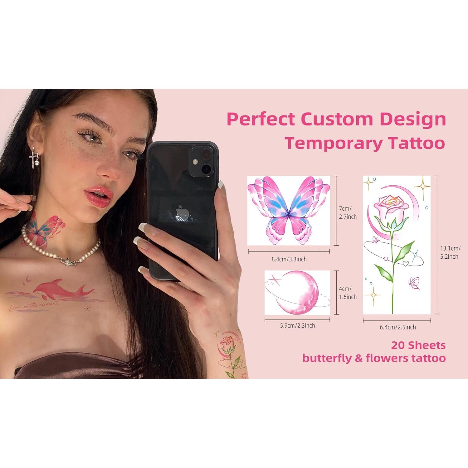 Tatuajes Temporales Mariposa DIVAWOO 21 Hojas Impermeables