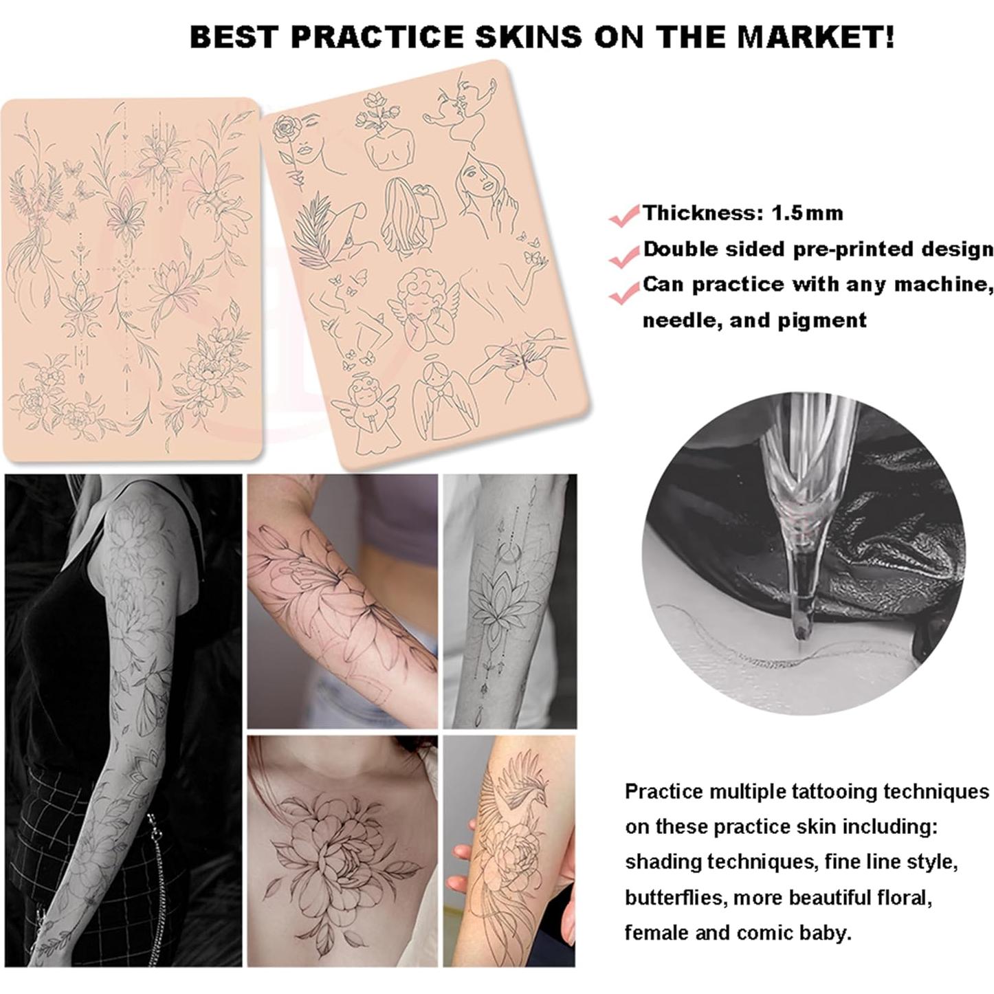 Piel de Práctica de Tatuaje FeteBeauty 3pcs Silicona Rosa