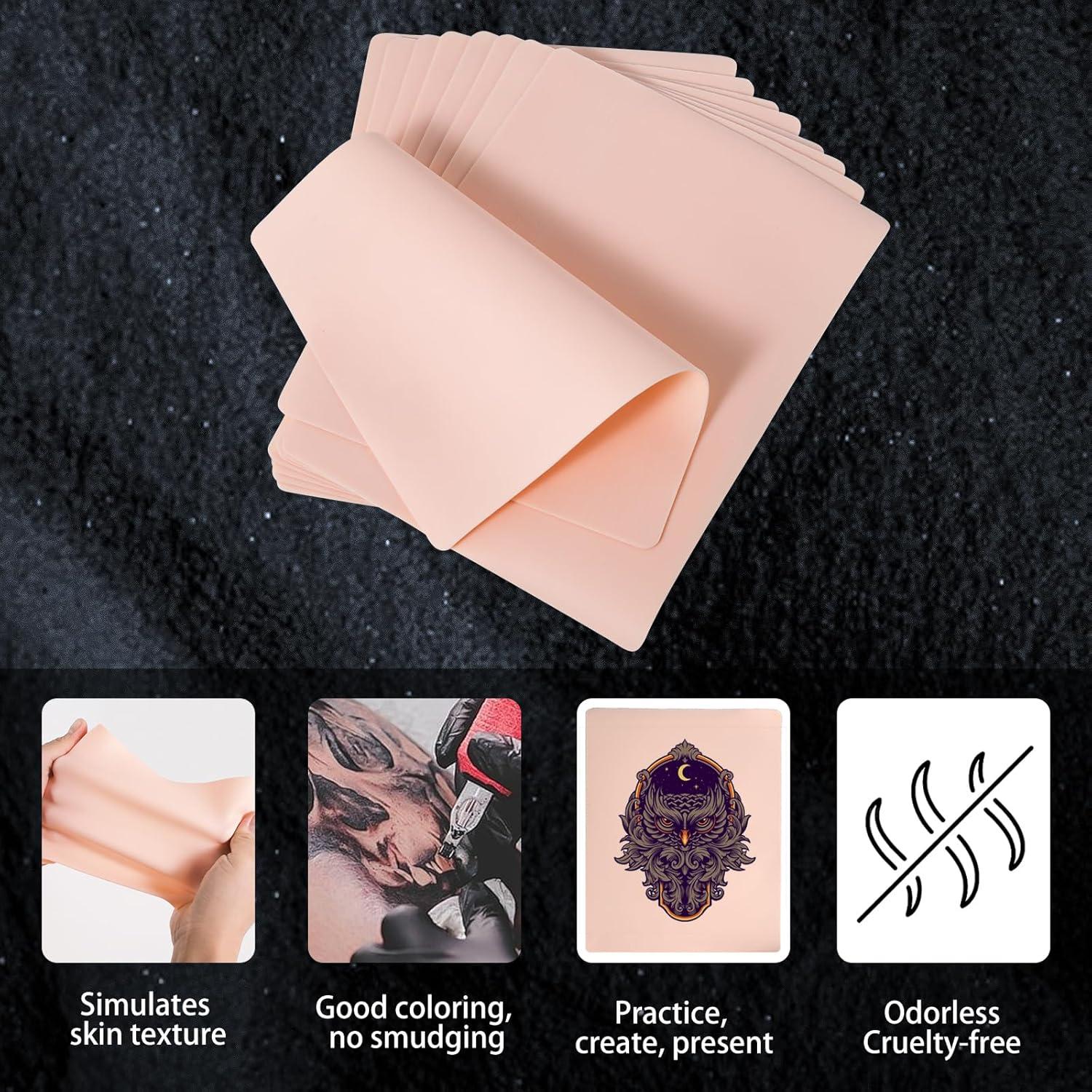 Kit de Práctica de Tatuaje GRELEON 10 Pieles + 20 Papeles