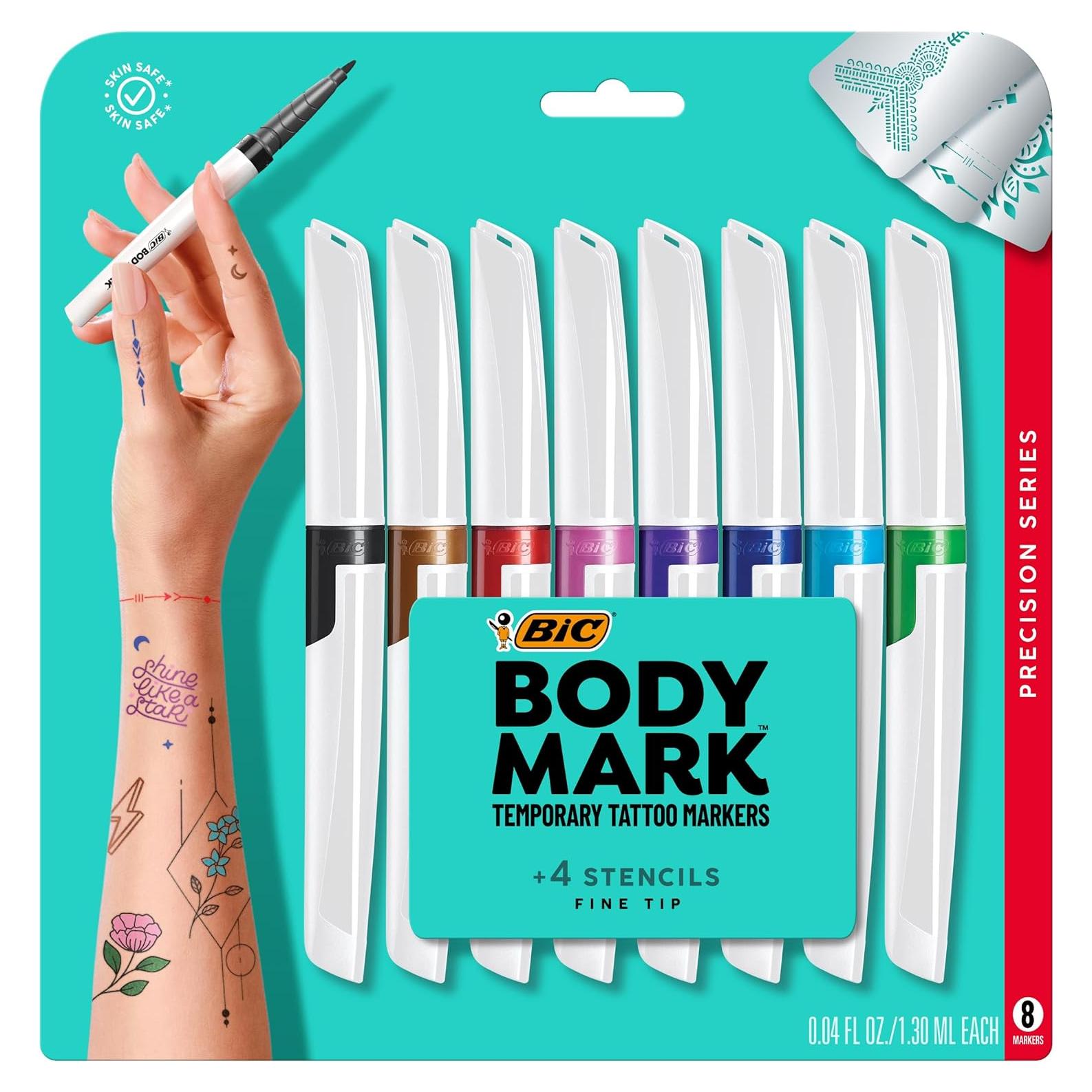 Marcadores de Tatuajes Temporales BIC BodyMark, 8 Colores, Punta Fina
