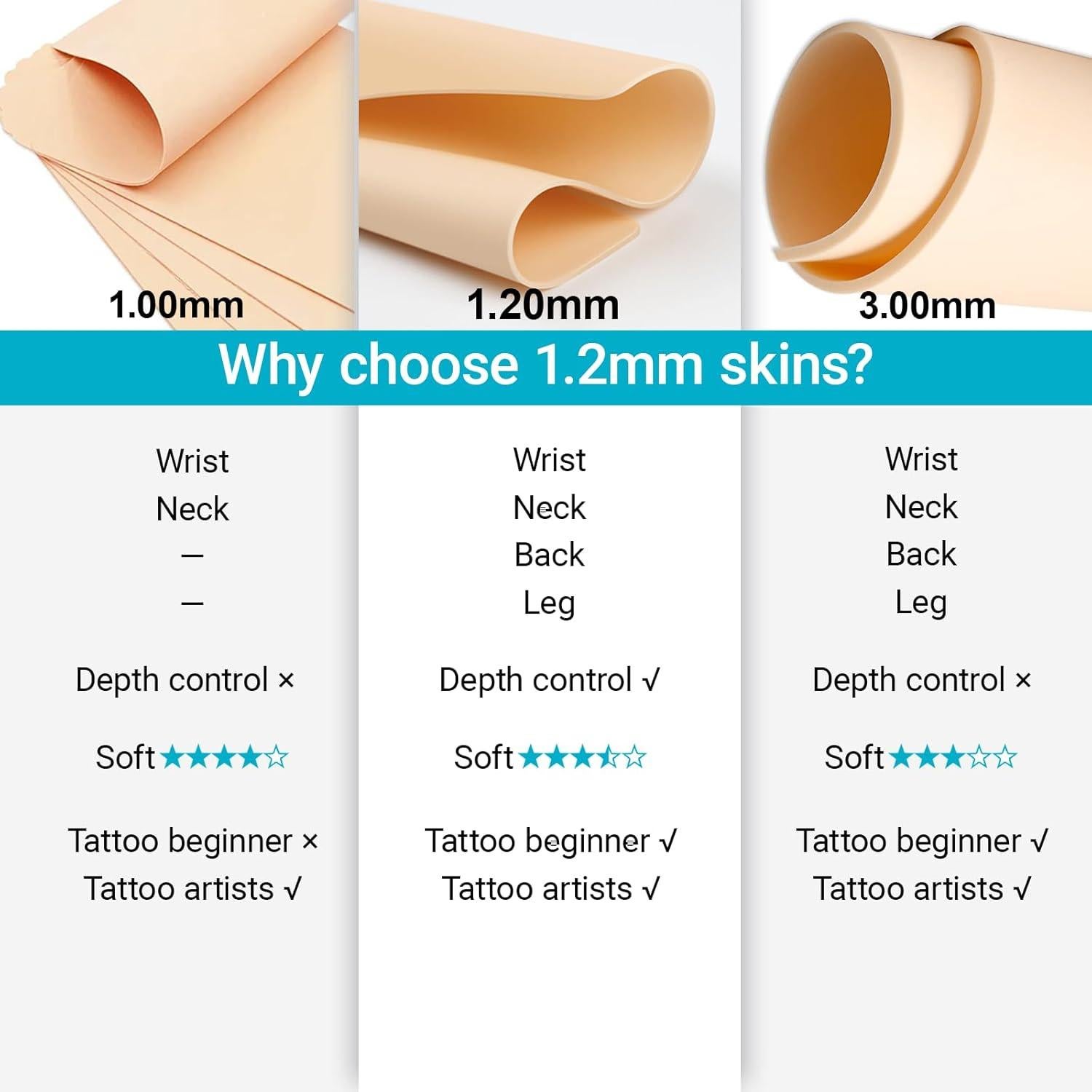 Pieles de Práctica de Tatuaje Yugui 15pcs Doble Cara 18.8x14.2cm