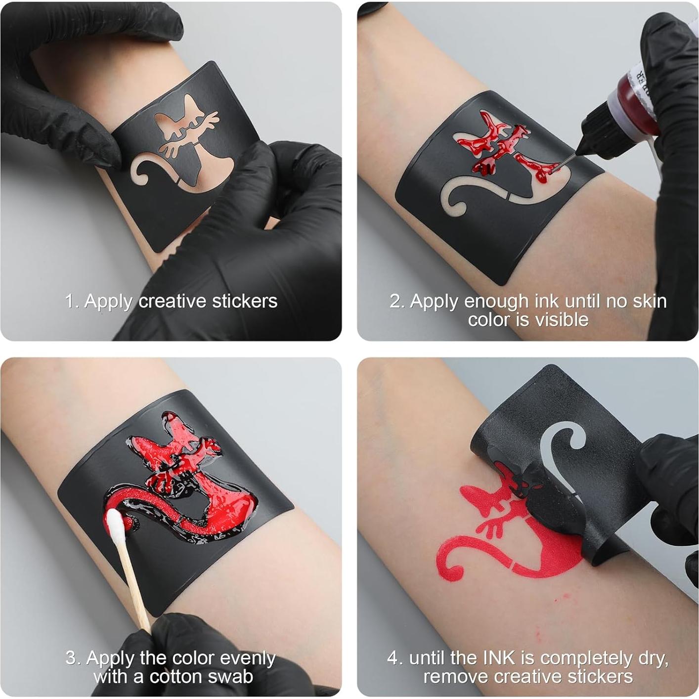 Kit de Tatuajes Temporales PFARRER 12 Botellas Tinta DIY