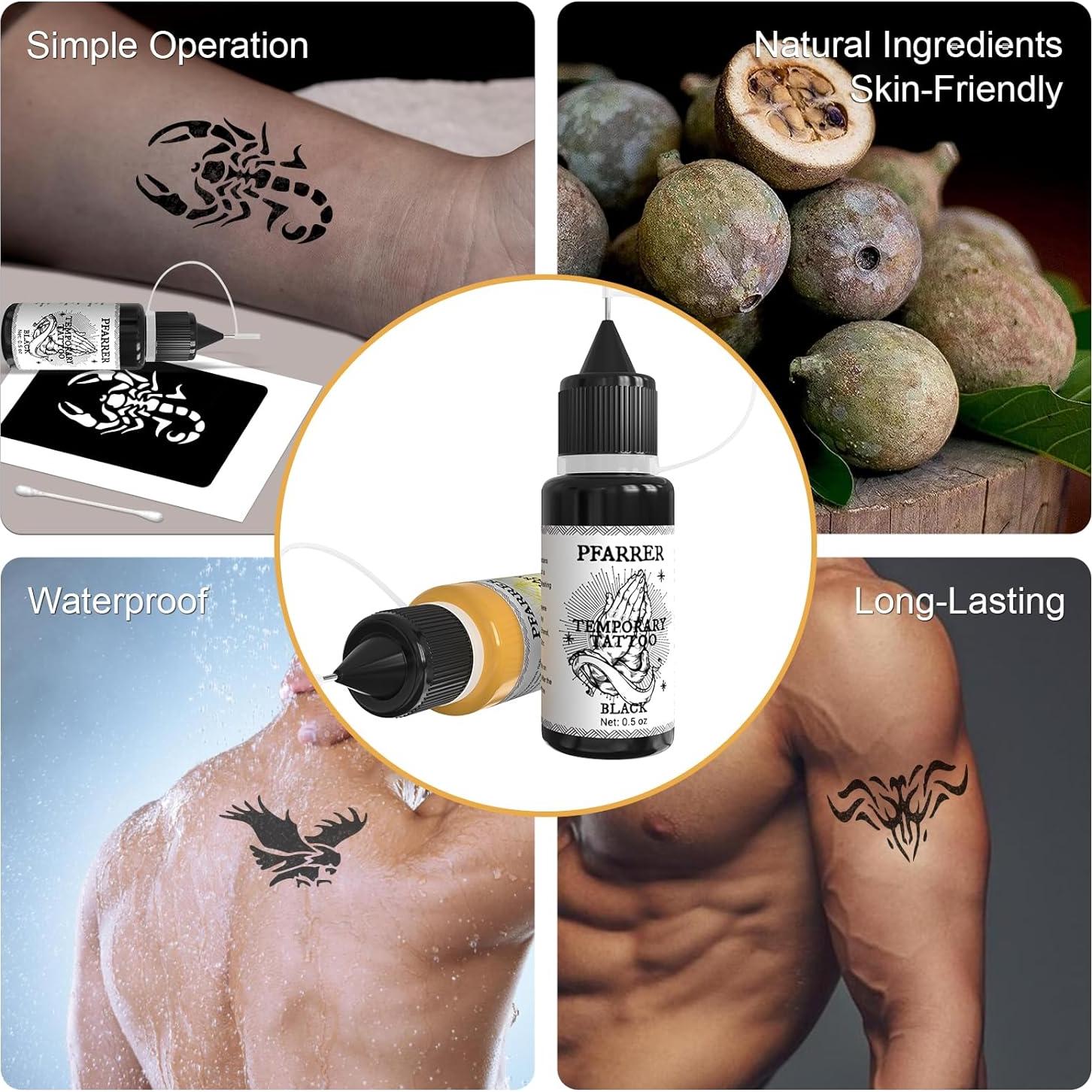 Kit de Tatuajes Temporales PFARRER 12 Botellas Tinta DIY