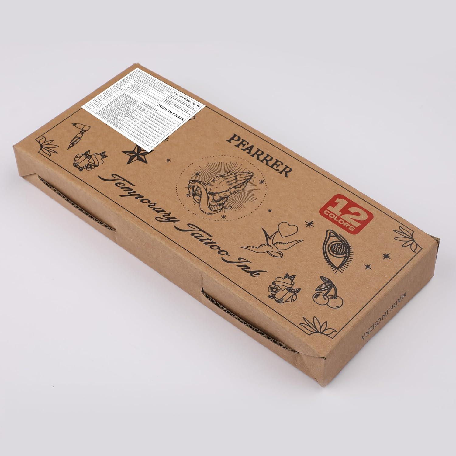 Kit de Tatuajes Temporales PFARRER 12 Botellas Tinta DIY