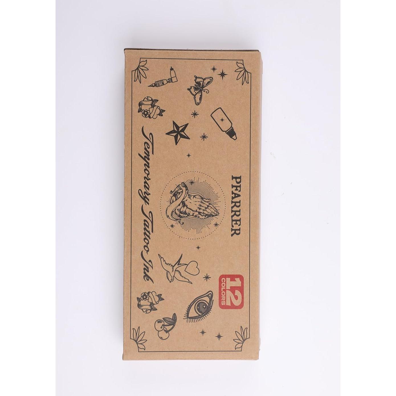 Kit de Tatuajes Temporales PFARRER 12 Botellas Tinta DIY