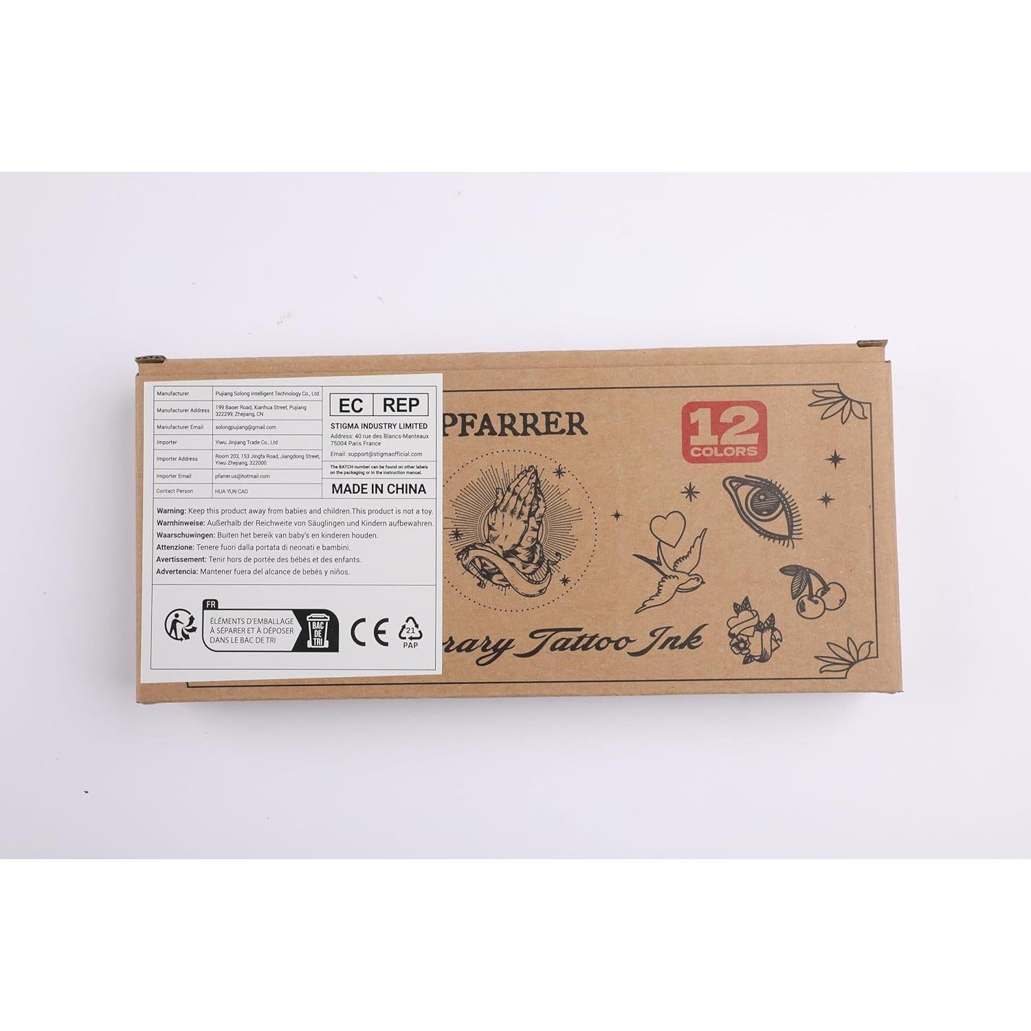 Kit de Tatuajes Temporales PFARRER 12 Botellas Tinta DIY