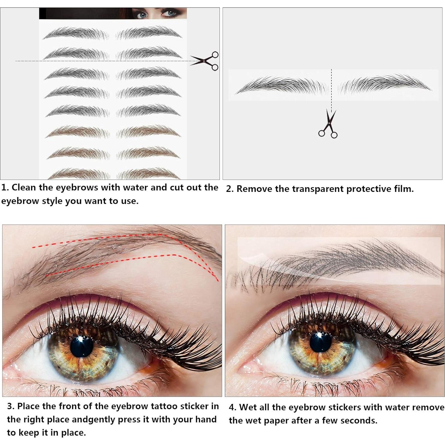 Stickers de Tatuajes de Cejas Blulu 4D Impermeables 9 Hojas