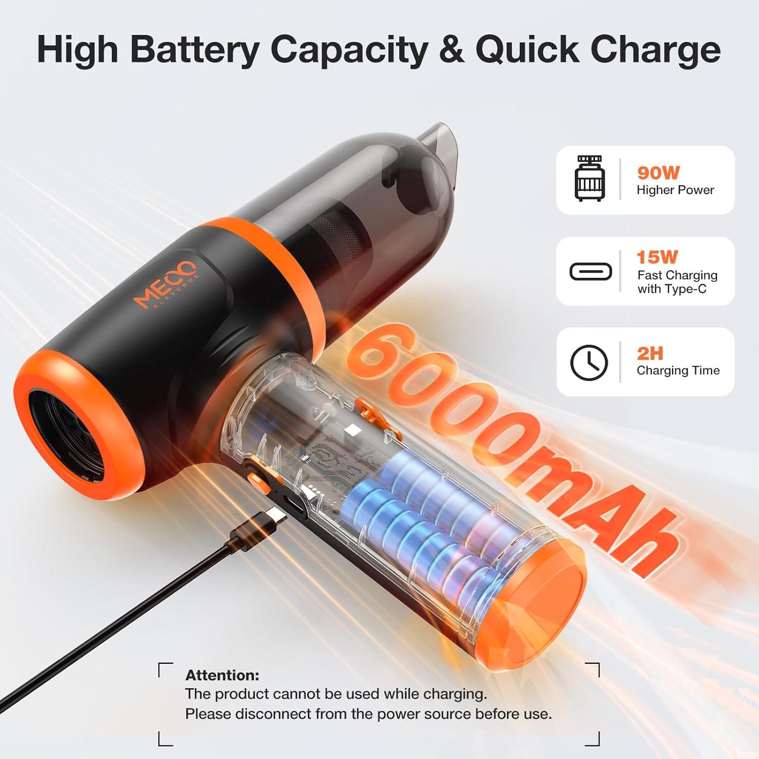 Aspiradora de Mano MECO ELEVERDE 4 en 1 16000PA Naranja