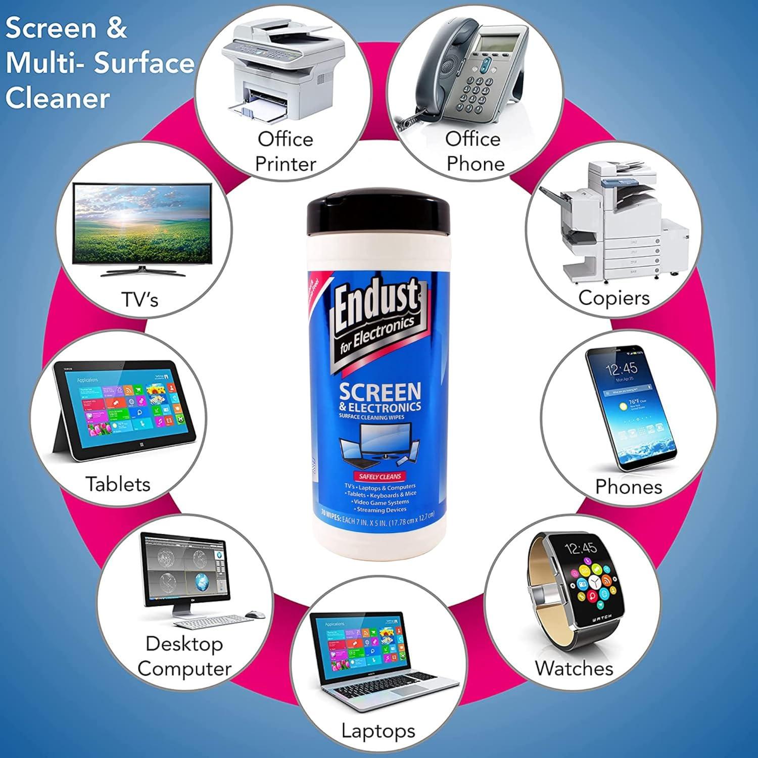 Toallitas Limpiadoras de Pantallas Endust 140 Unidades