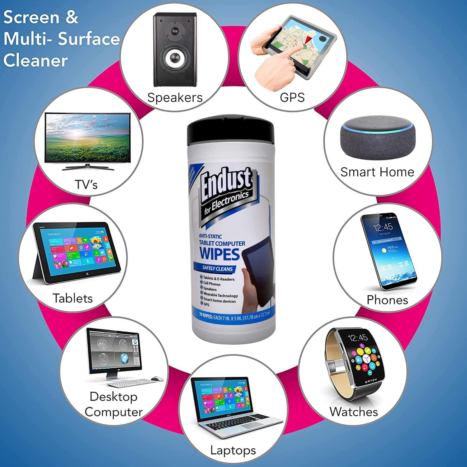 Toallitas Limpiadoras de Pantallas Endust 140 Unidades