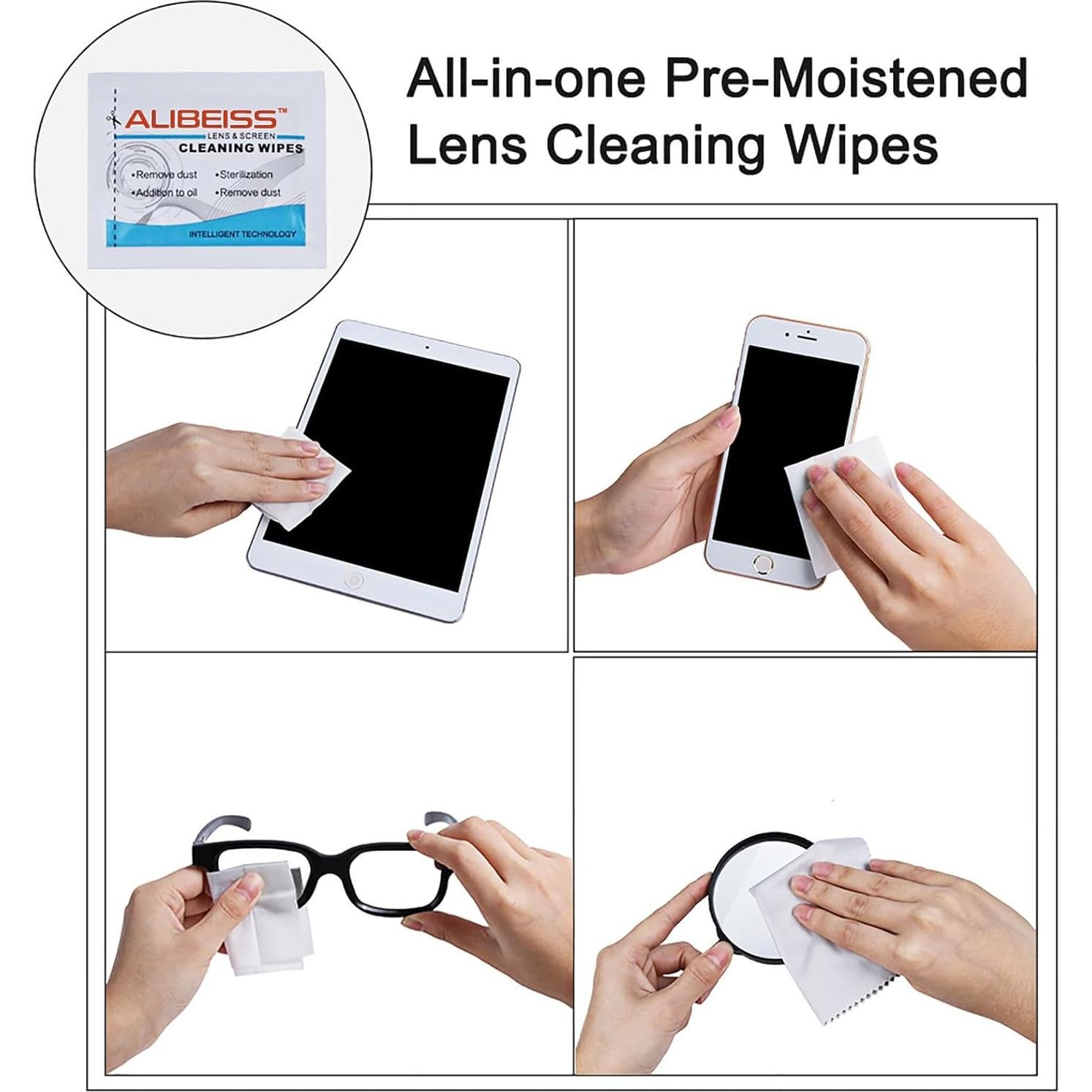 Toallitas de Lente Prehumedecidas ALIBEISS 100 Unidades