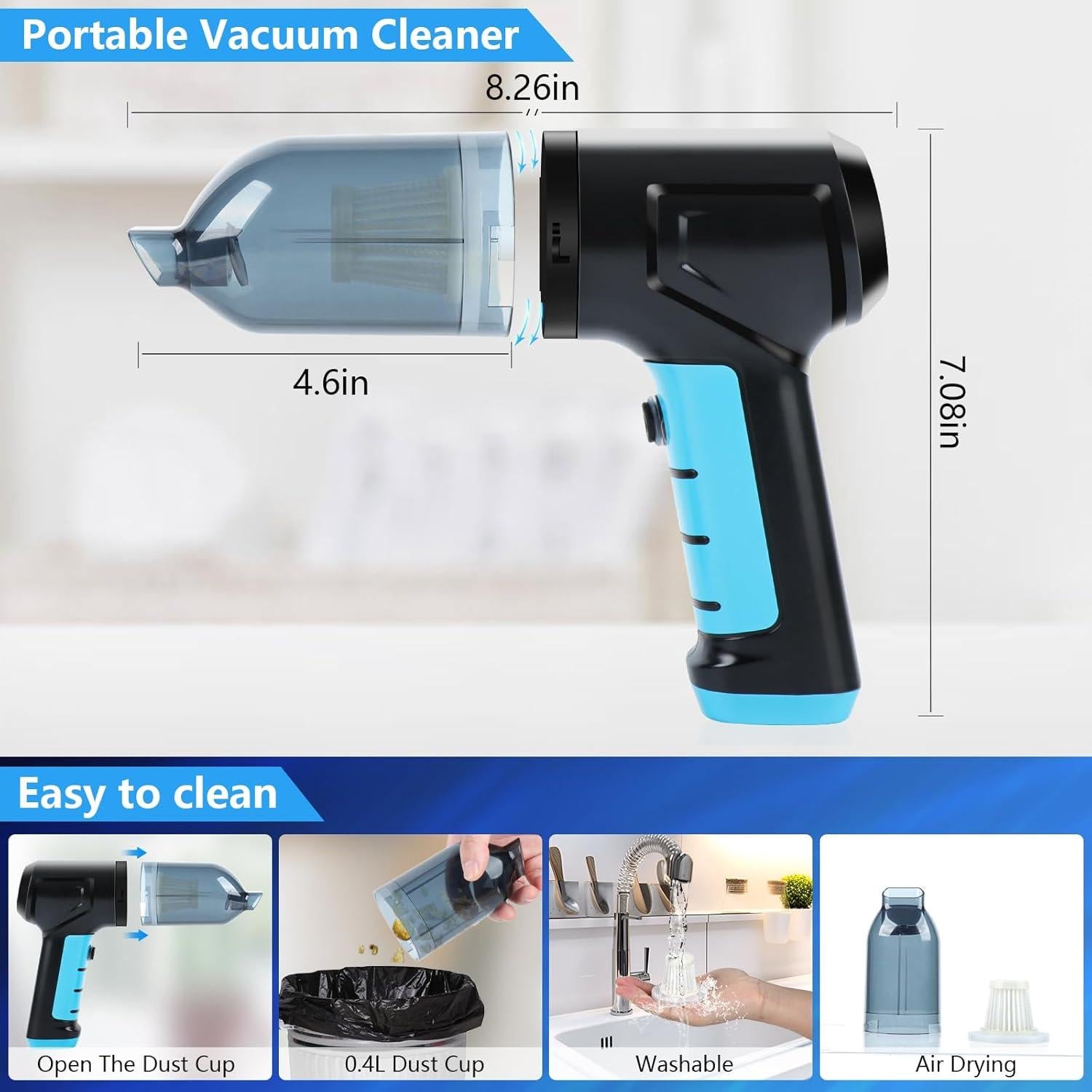 Aspiradora de Coche Portátil FASTSPOK 120W Inalámbrica HEPA