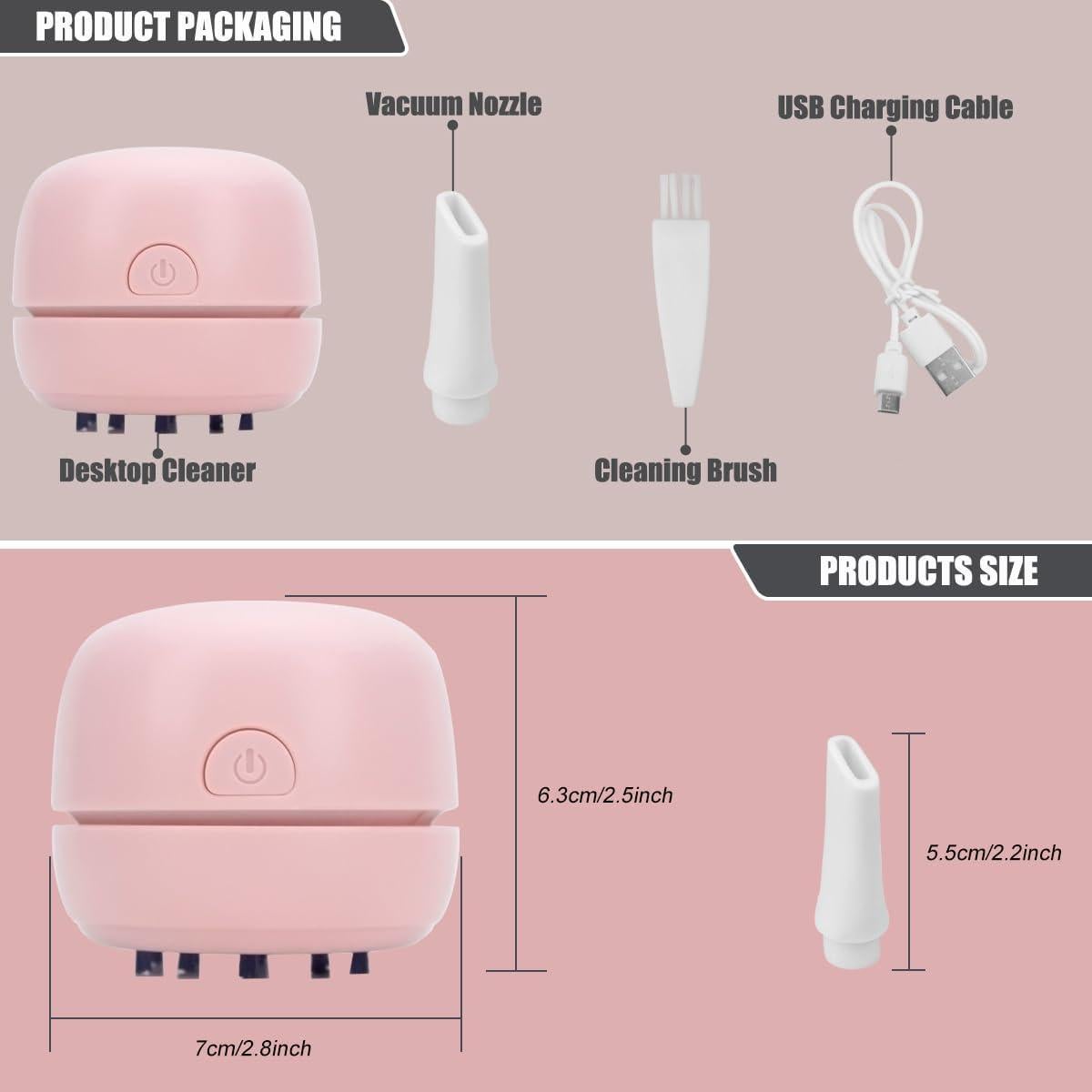Aspiradora Mini Portátil YUNYILAN V-23 USB Rosa - Limpieza Teclados y Autos