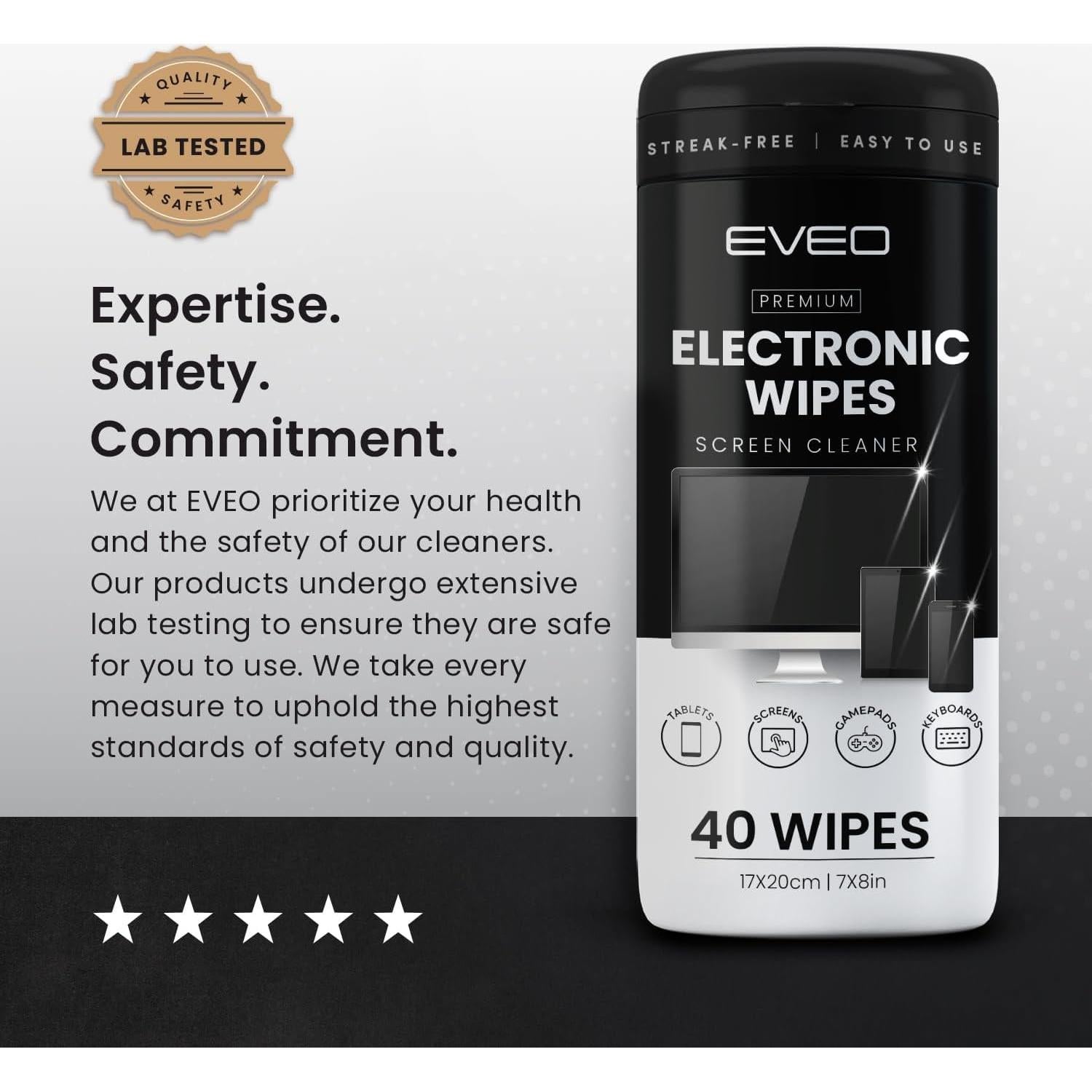 Toallitas Limpiadoras Electrónicas EVEO - 80 Unidades + Paño