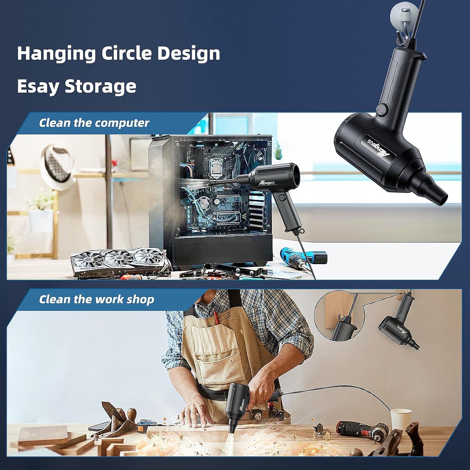 Soplador de Aire Eléctrico ATEngeus TAD082 500W Negro