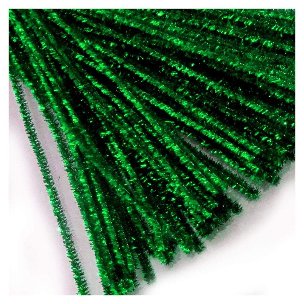 Tallos Chenille Brillantes 250pzs Verde Esmeralda 50cm