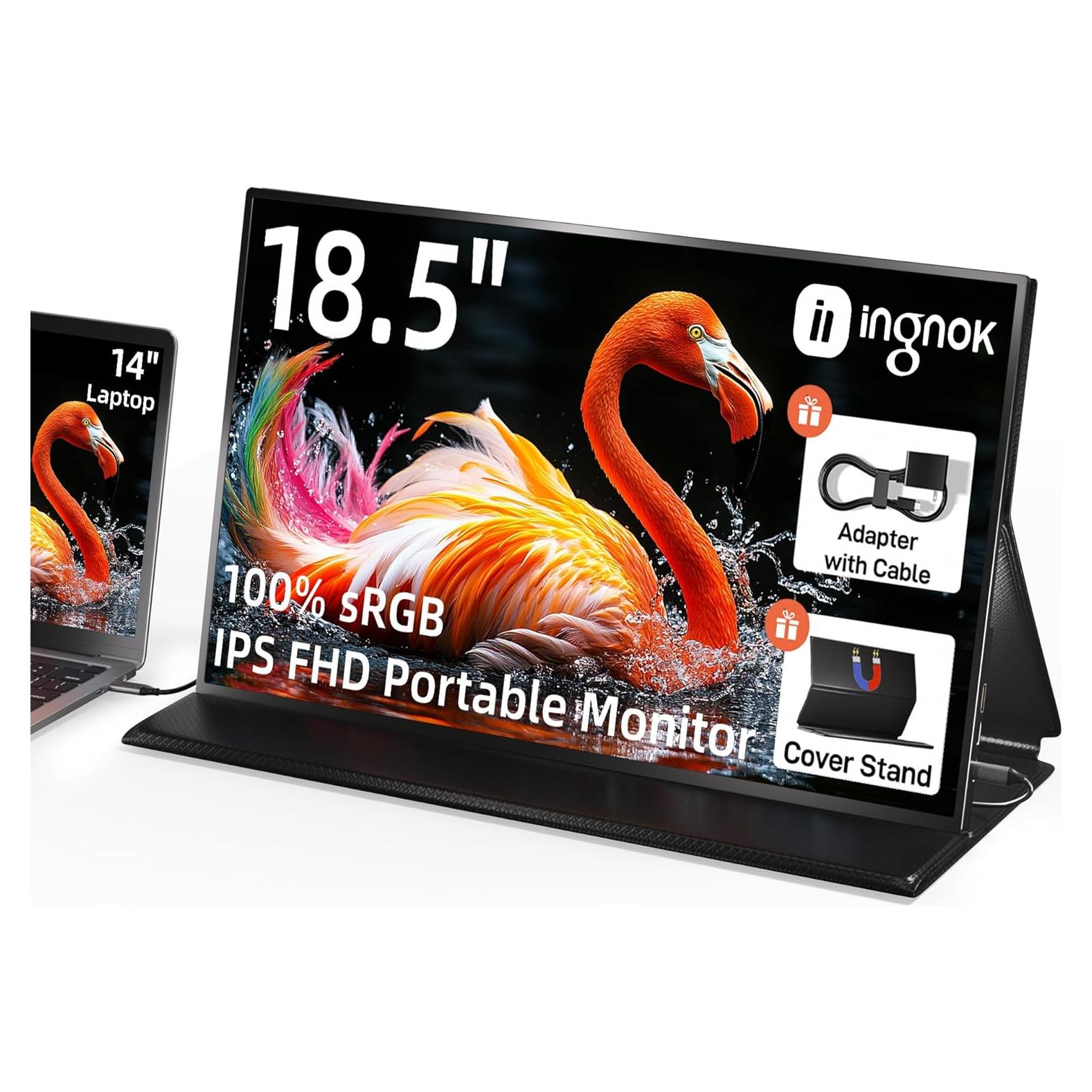 Monitor Portátil Ingnok 18.5" FHD 1080P USB-C HDMI