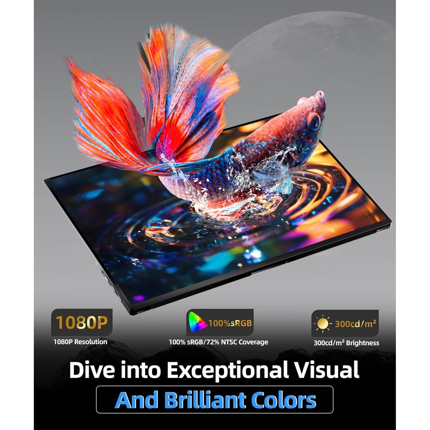 Monitor Portátil Ingnok 18.5" FHD 1080P USB-C HDMI