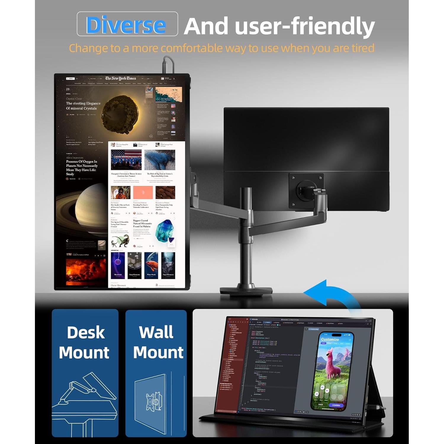 Monitor Portátil Ingnok 18.5" FHD 1080P USB-C HDMI