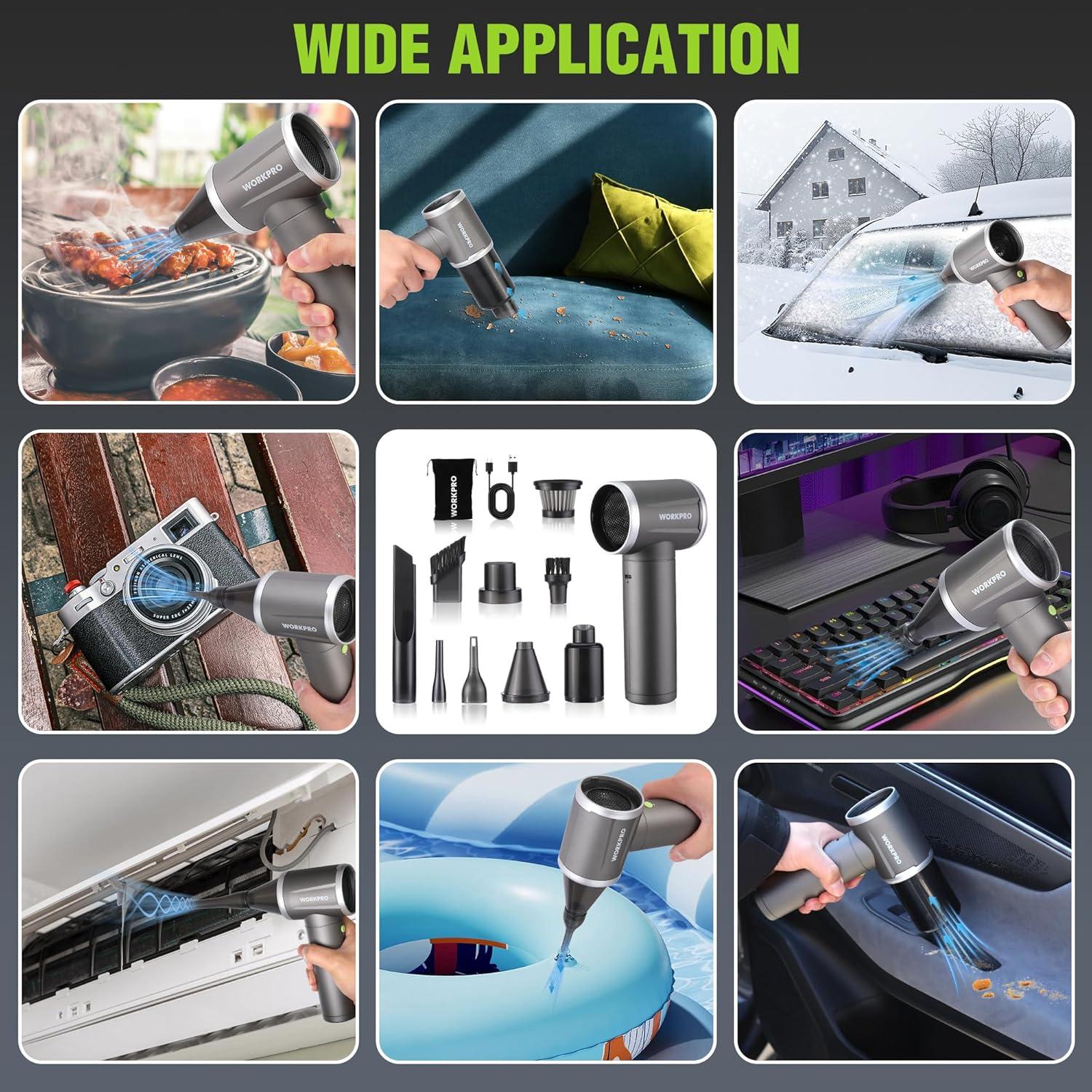 Soplador de Aire Eléctrico WORKPRO 12V 120,000 RPM 4 Velocidades