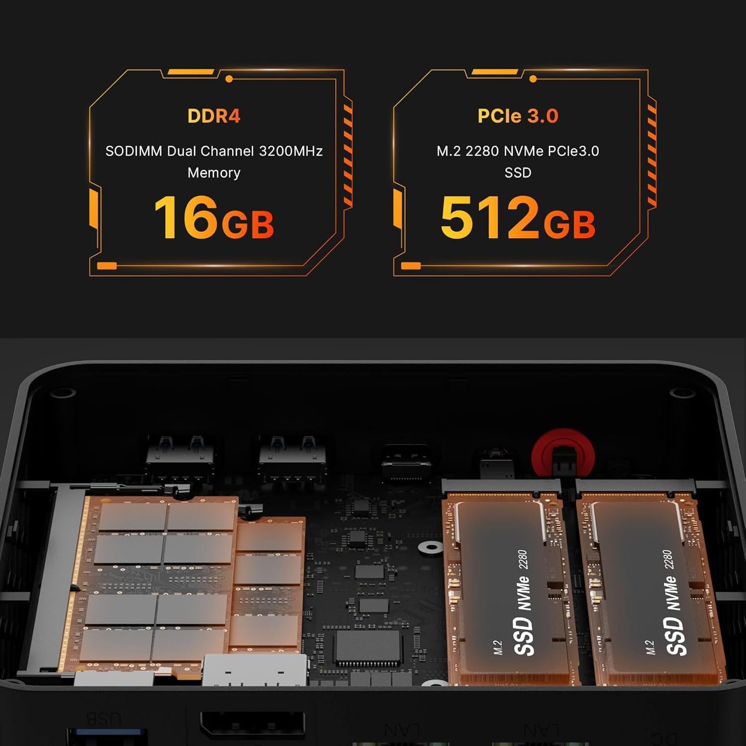 Mini PC BOSGAME P4 Ryzen 7 5700U 16GB RAM 512GB SSD Triple 4K