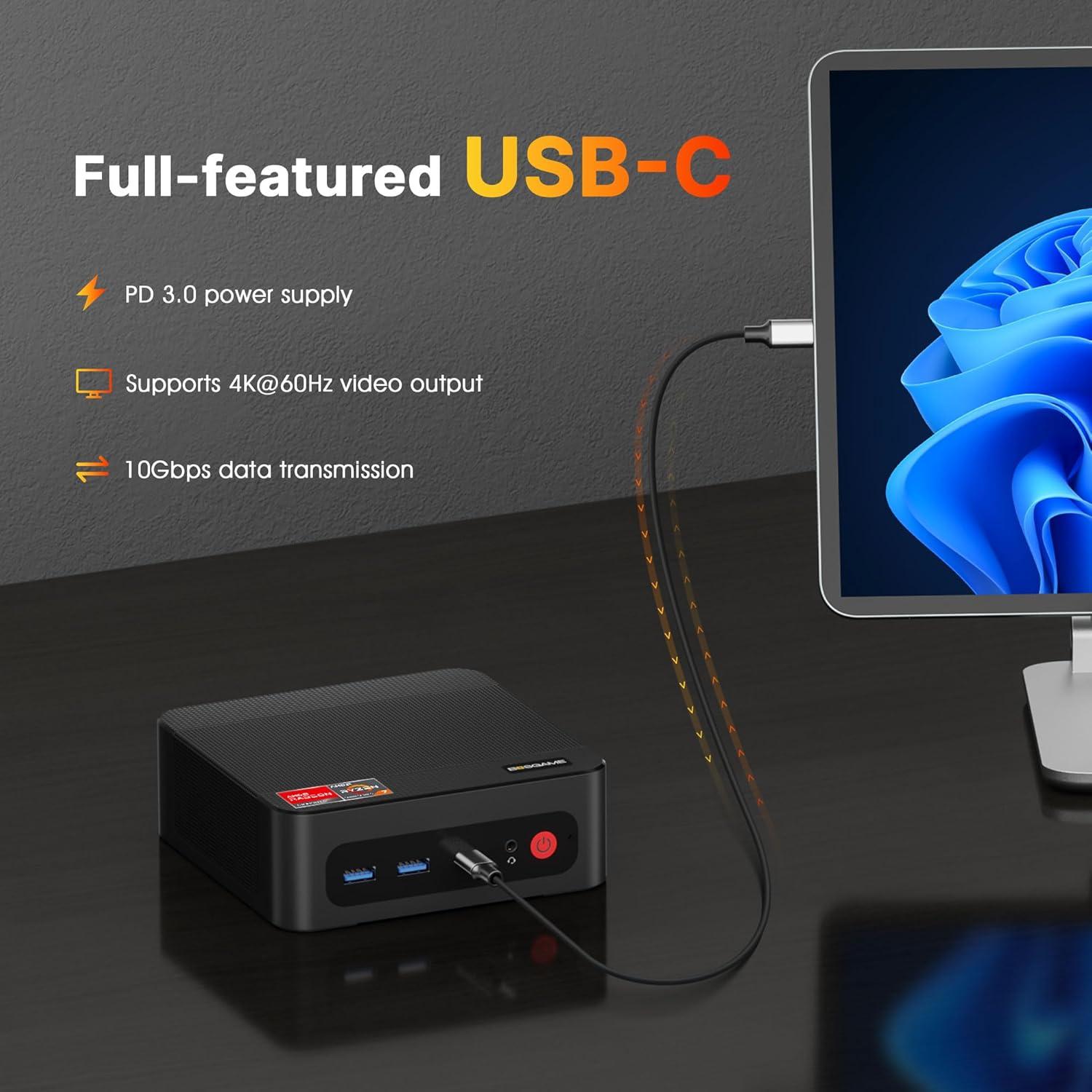 Mini PC BOSGAME P4 Ryzen 7 5700U 16GB RAM 512GB SSD Triple 4K