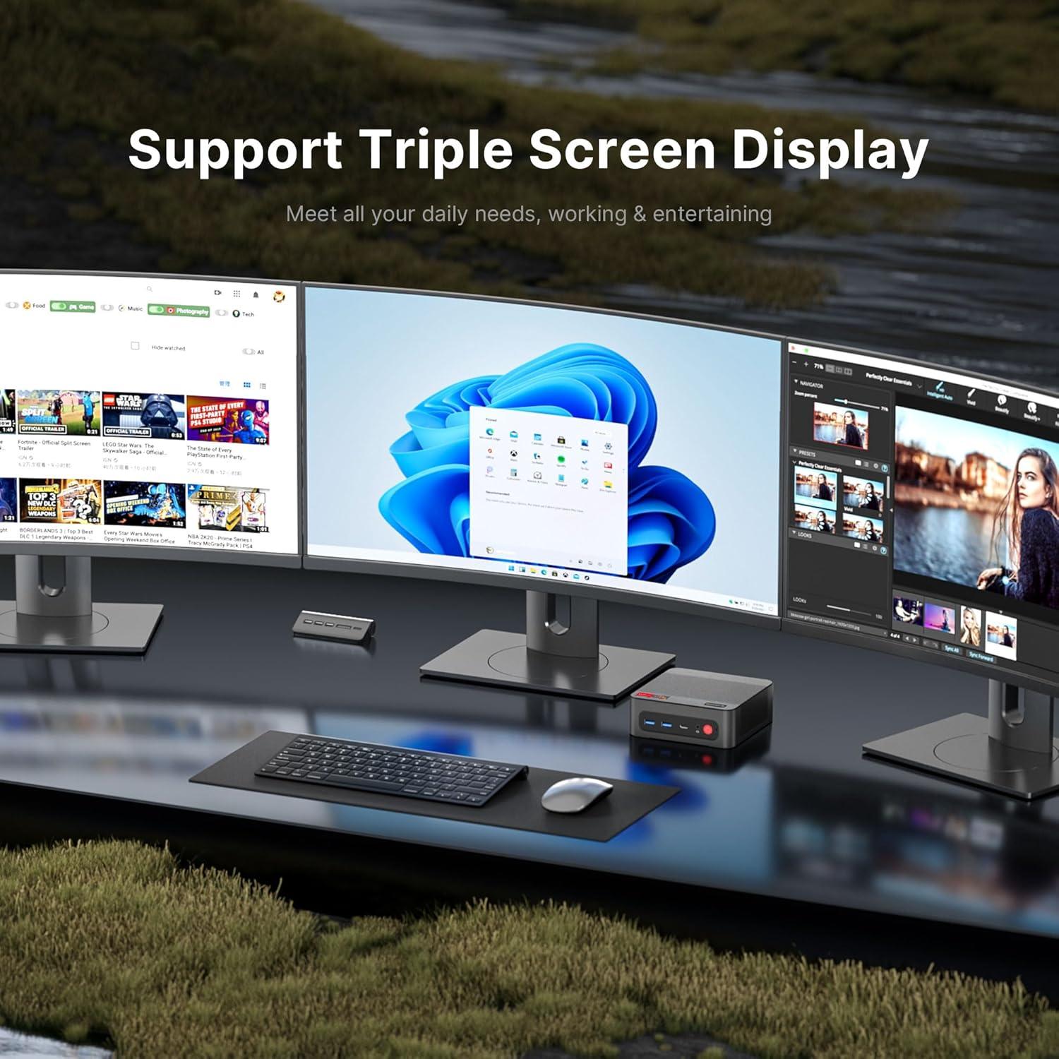 Mini PC BOSGAME P4 Ryzen 7 5700U 16GB RAM 512GB SSD Triple 4K