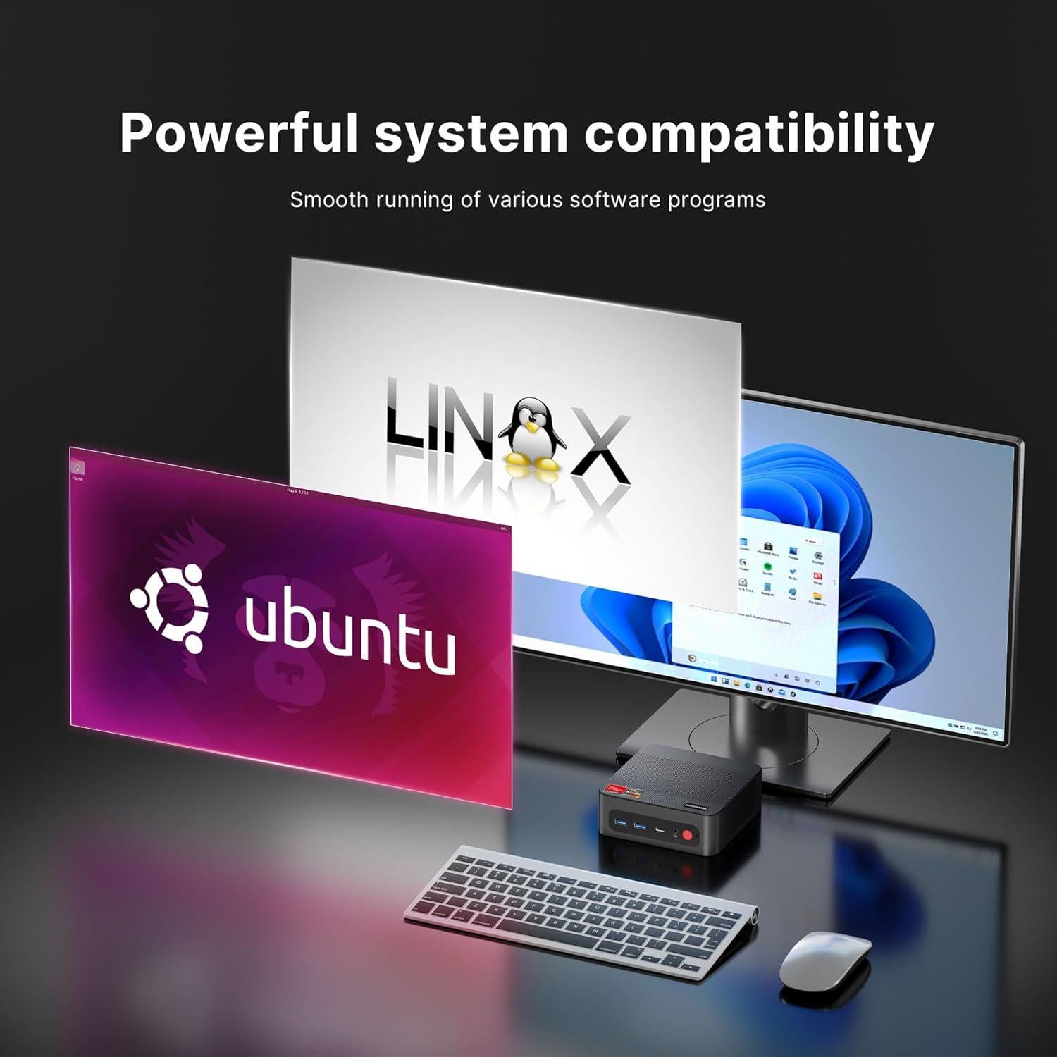 Mini PC BOSGAME P4 Ryzen 7 5700U 16GB RAM 512GB SSD Triple 4K