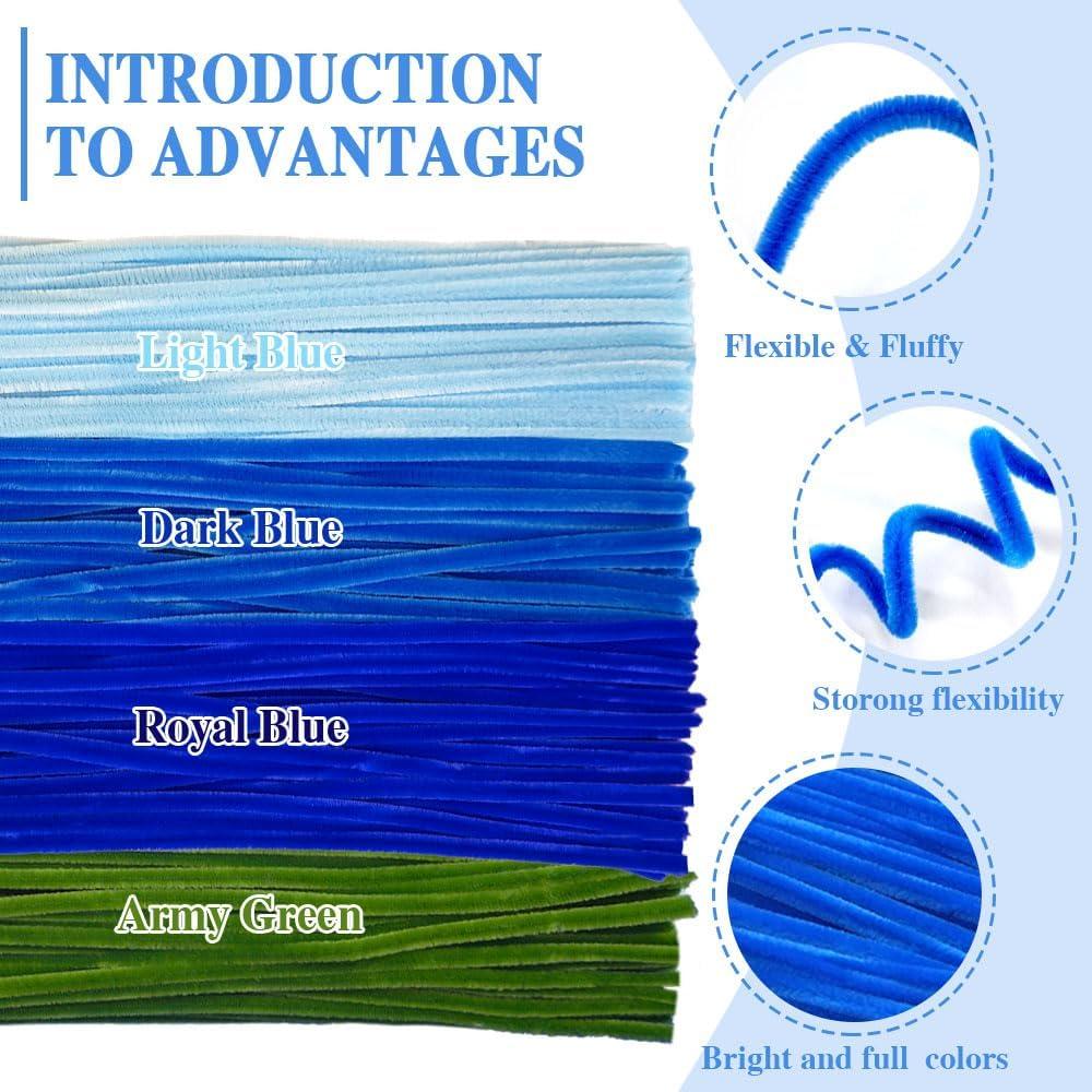 Conjunto de 216 Limpiapipas Chenilla AHAMETON Azul y Verde