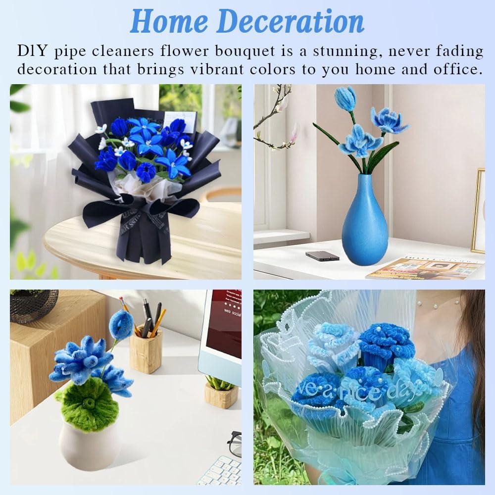 Conjunto de 216 Limpiapipas Chenilla AHAMETON Azul y Verde